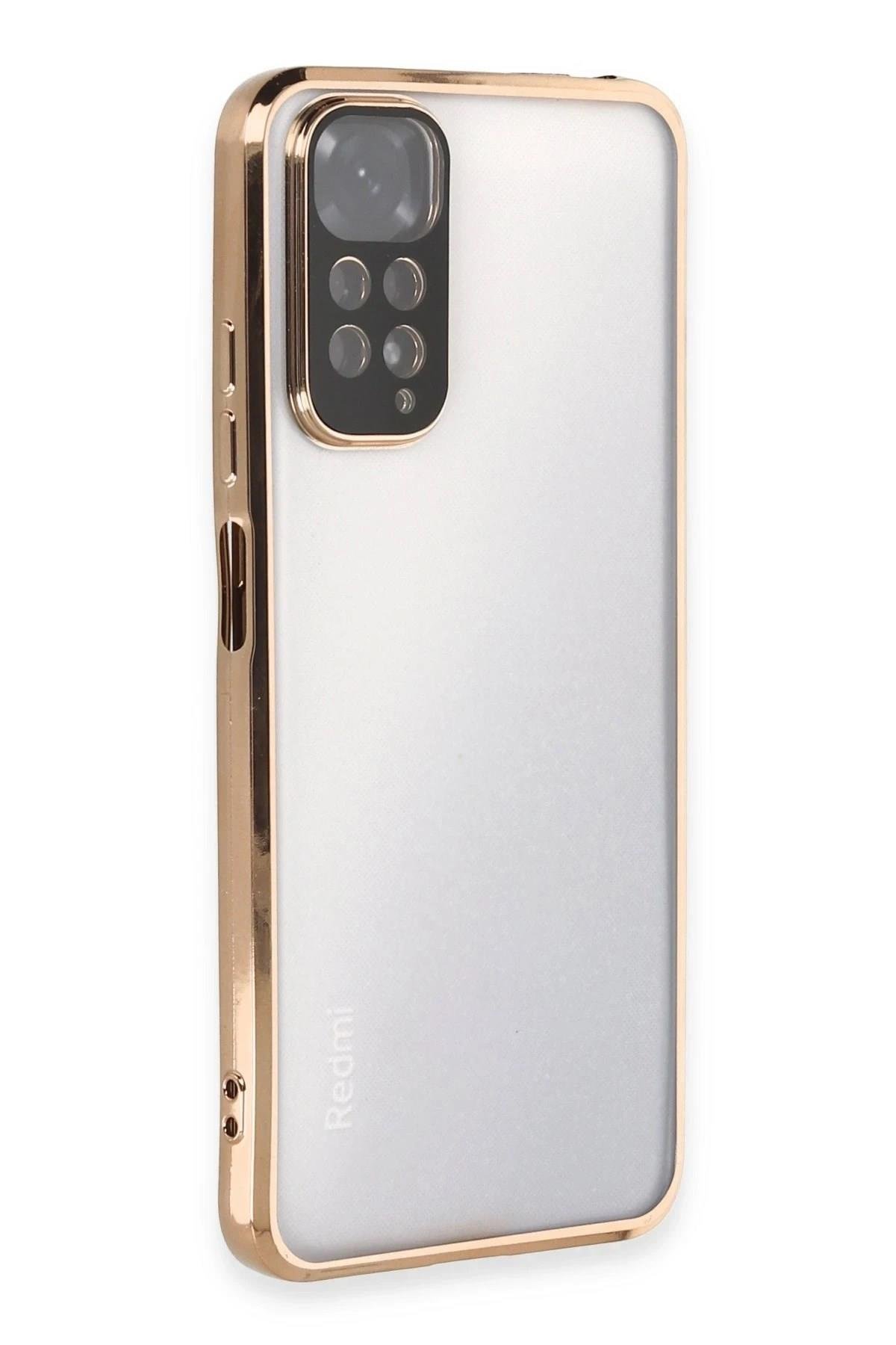 Mey İthalat®   Redmi Note 11 Kılıf  Lensli Silikon - Gold