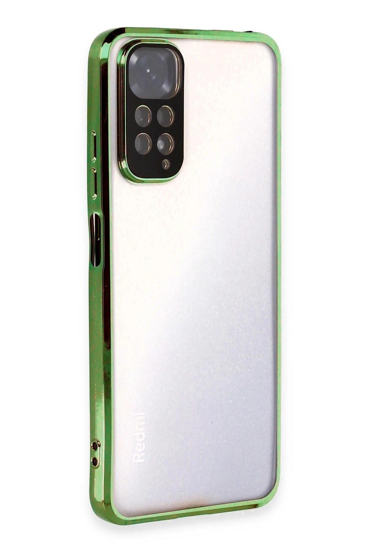 Mey İthalat®   Redmi Note 11 Kılıf  Lensli Silikon - Yeşil