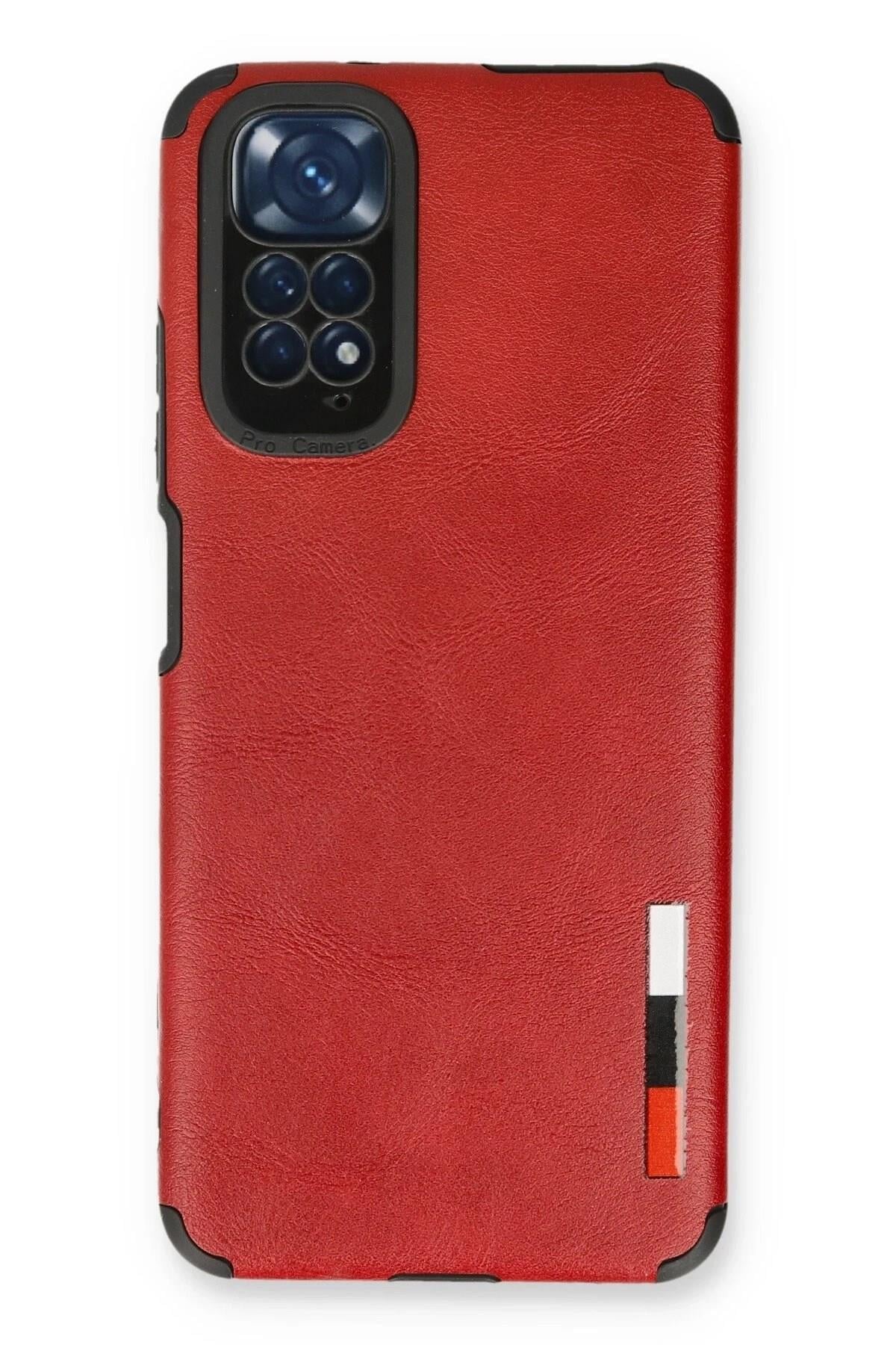Mey İthalat®   Redmi Note 11 Kılıf Loop Deri Silikon - Kırmızı