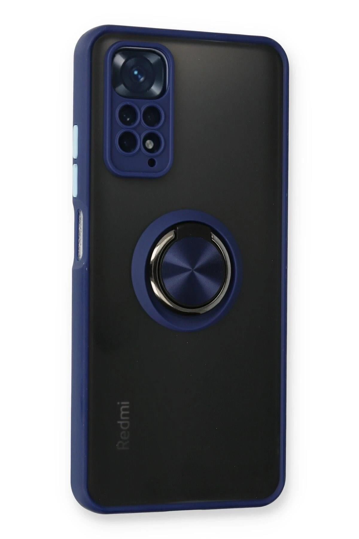 Mey İthalat®   Redmi Note 11 Kılıf Montreal Yüzüklü Silikon Kapak - Lacivert