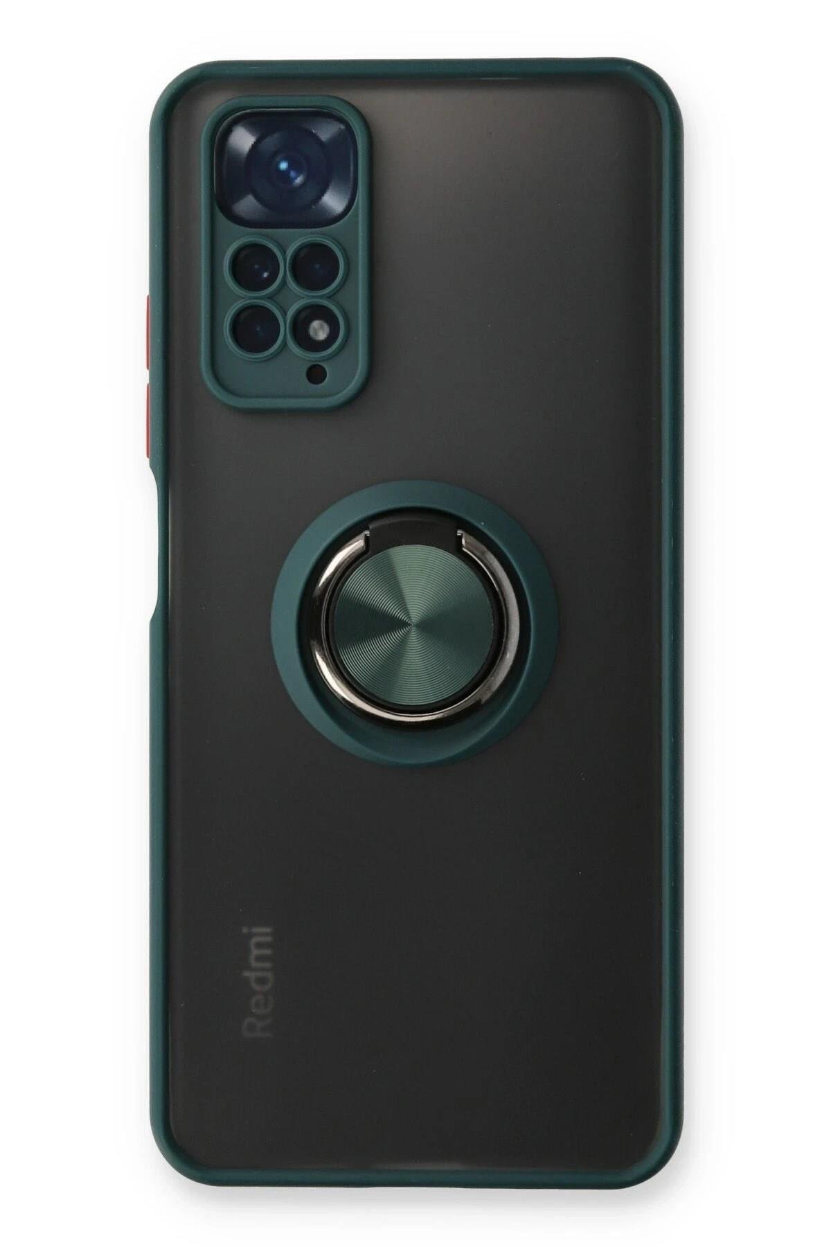Mey İthalat®   Redmi Note 11 Kılıf Montreal Yüzüklü Silikon Kapak - Yeşil