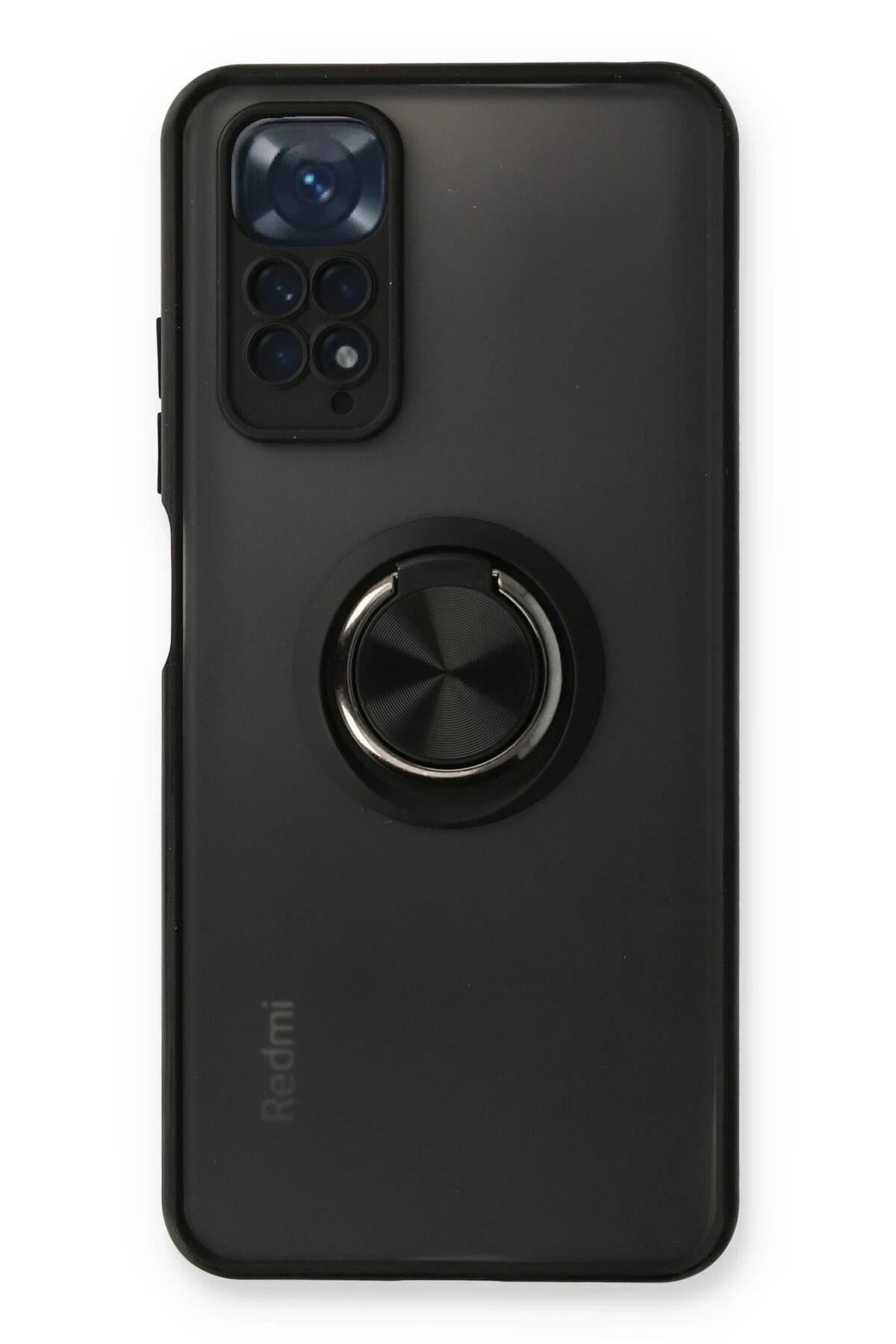 Mey İthalat®   Redmi Note 11 Kılıf Montreal Yüzüklü Silikon Kapak - Siyah