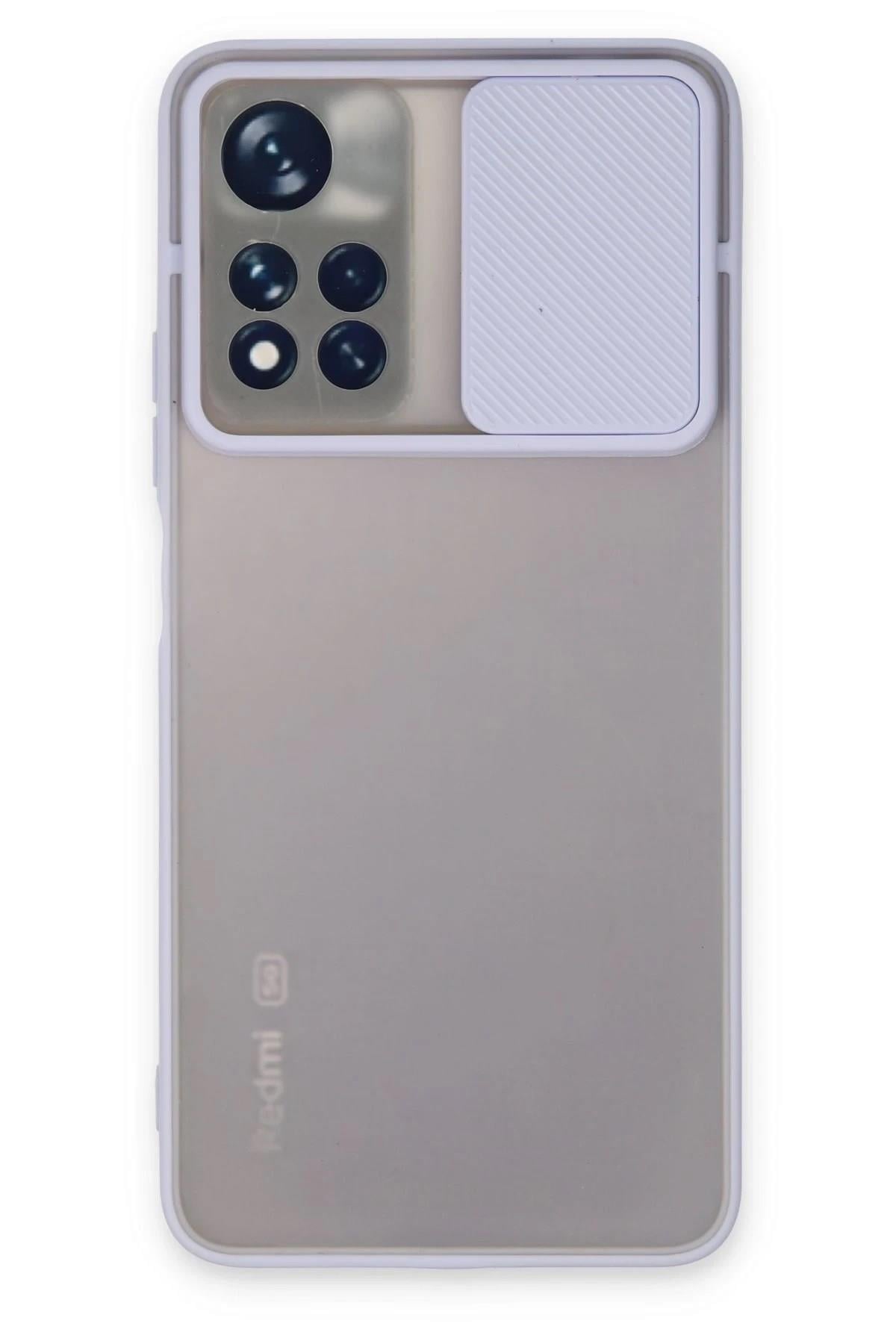 Mey İthalat®   Redmi Note 11 Pro Plus 5G Kılıf Palm Buzlu Kamera Sürgülü Silikon - Lila