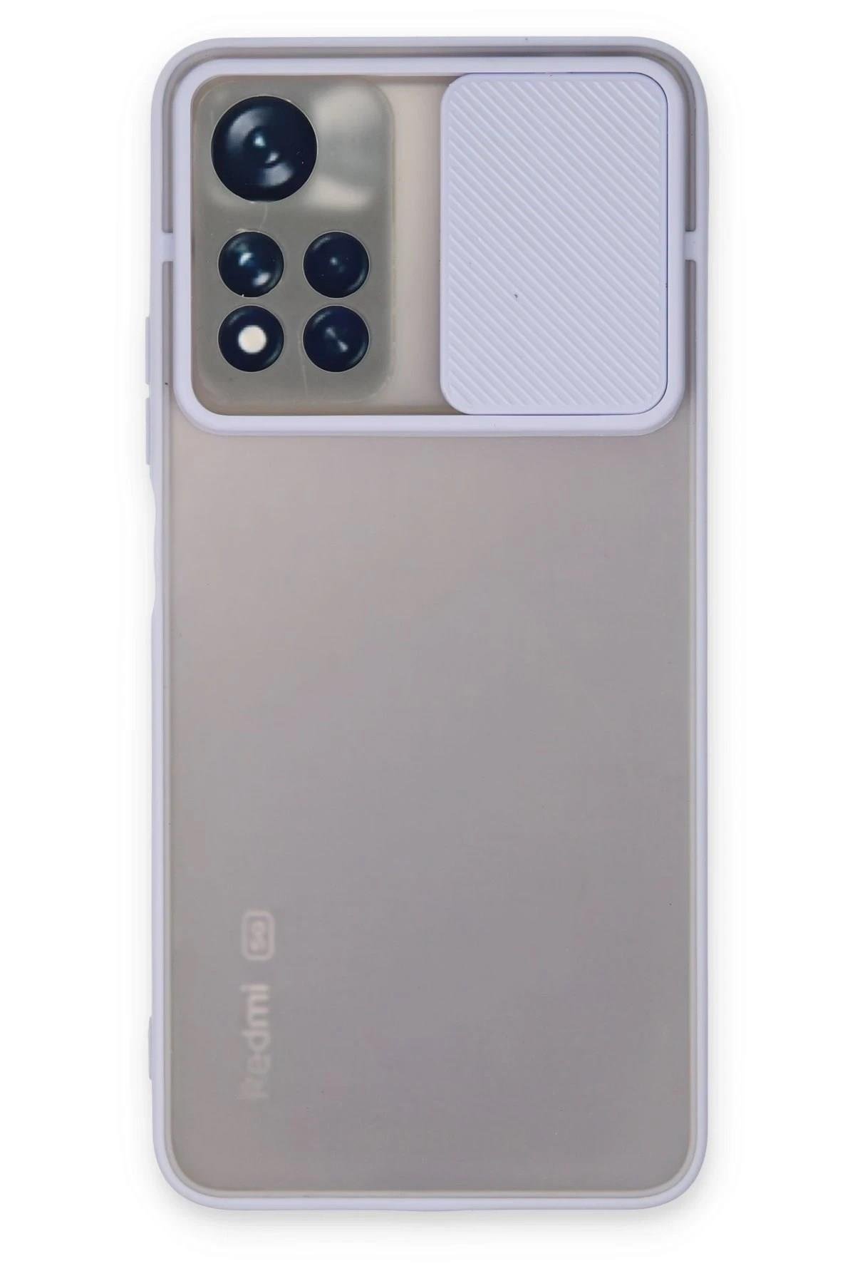 Mey İthalat®   Redmi Note 11T Kılıf Palm Buzlu Kamera Sürgülü Silikon - Lila