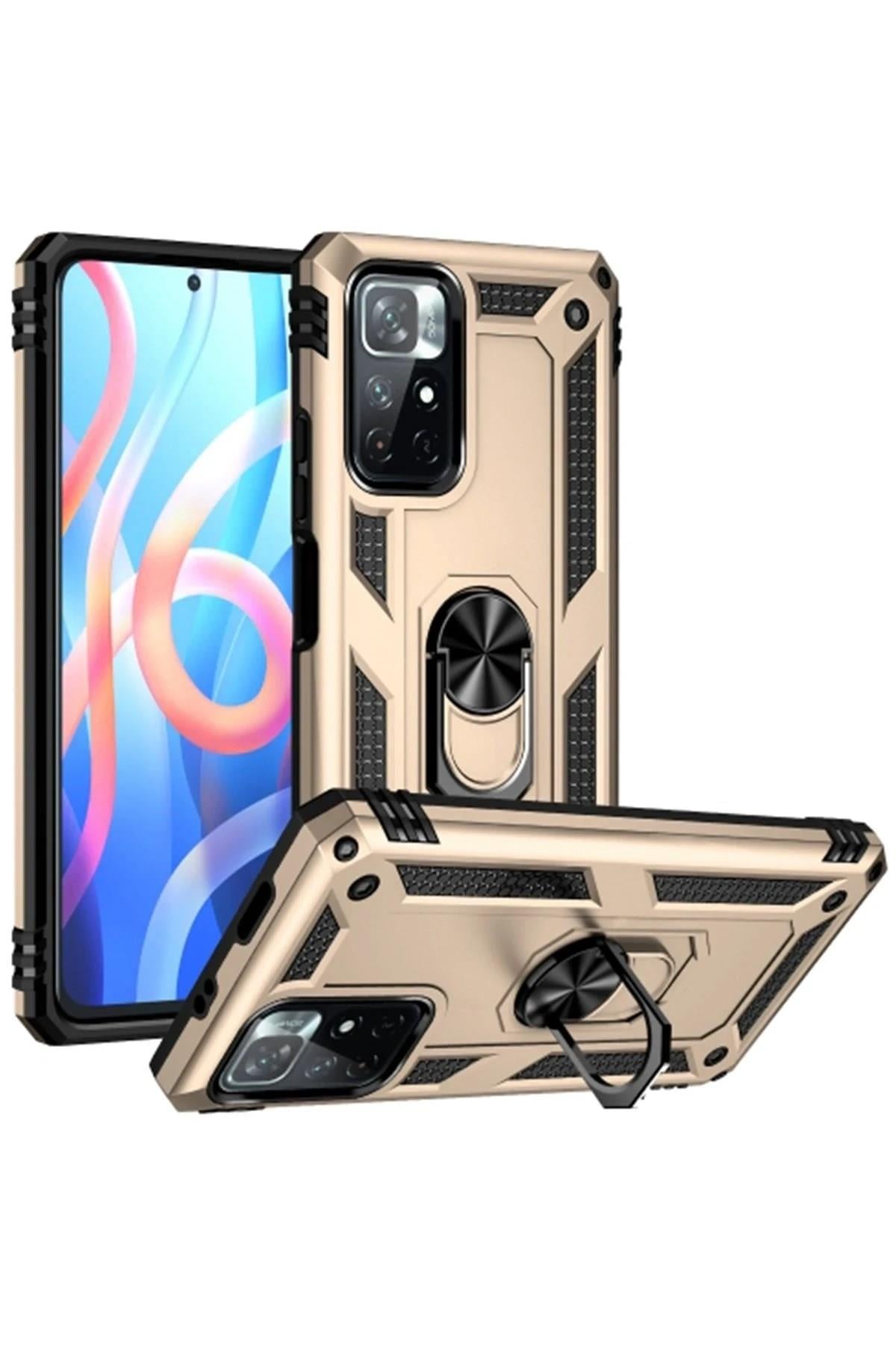 Mey İthalat®   Redmi Note 11T Kılıf Sofya Yüzüklü Silikon Kapak - Gold