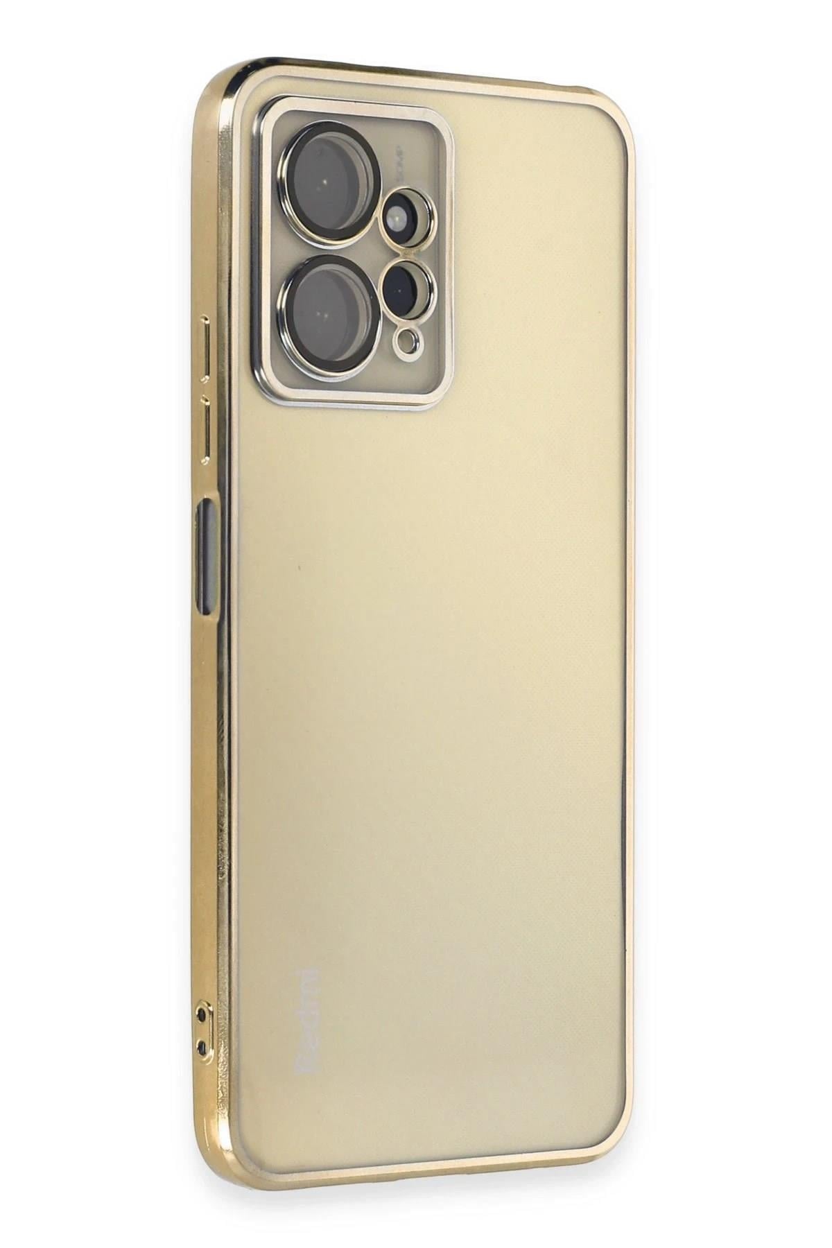 Mey İthalat®   Redmi Note 12 4G Kılıf  Lensli Silikon - Gold