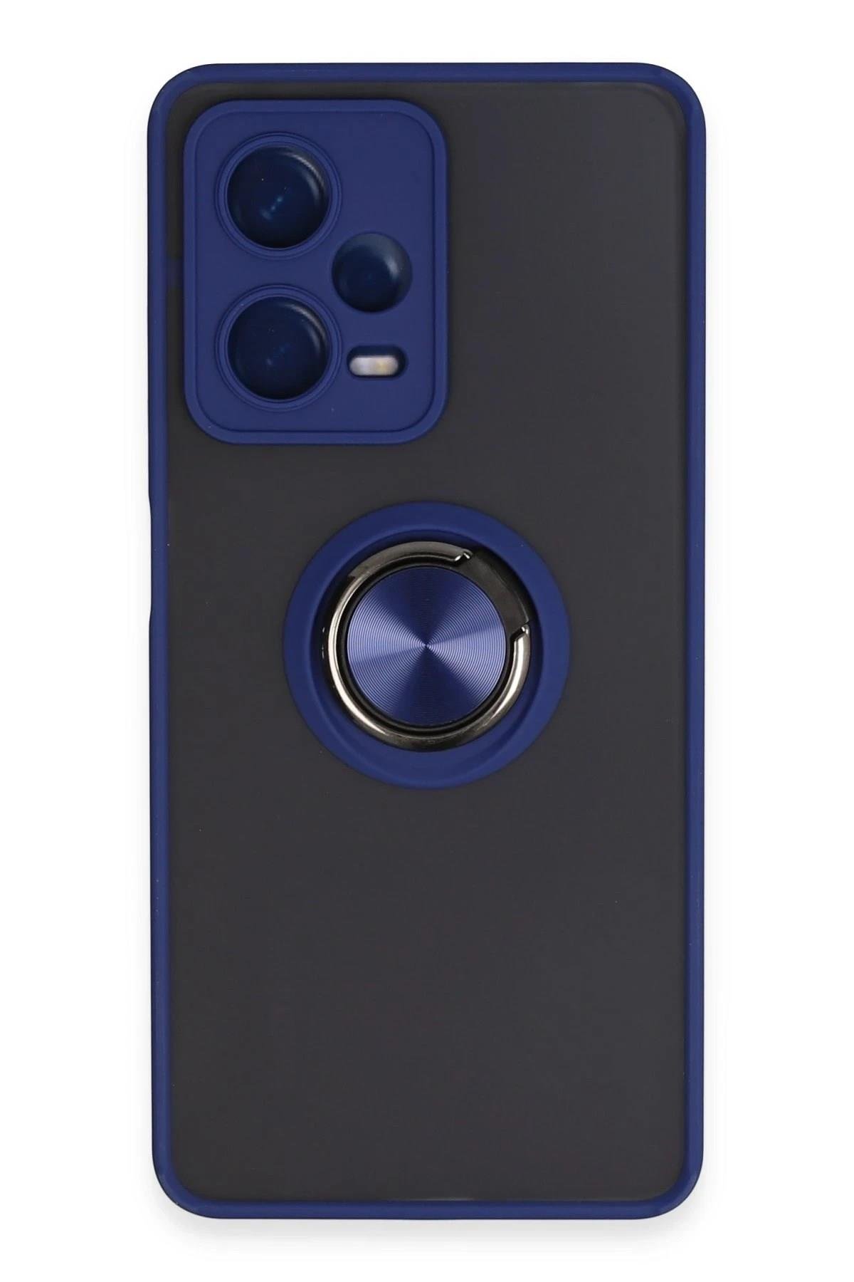 Mey İthalat®   Redmi Note 12 5G Kılıf Montreal Yüzüklü Silikon Kapak - Lacivert