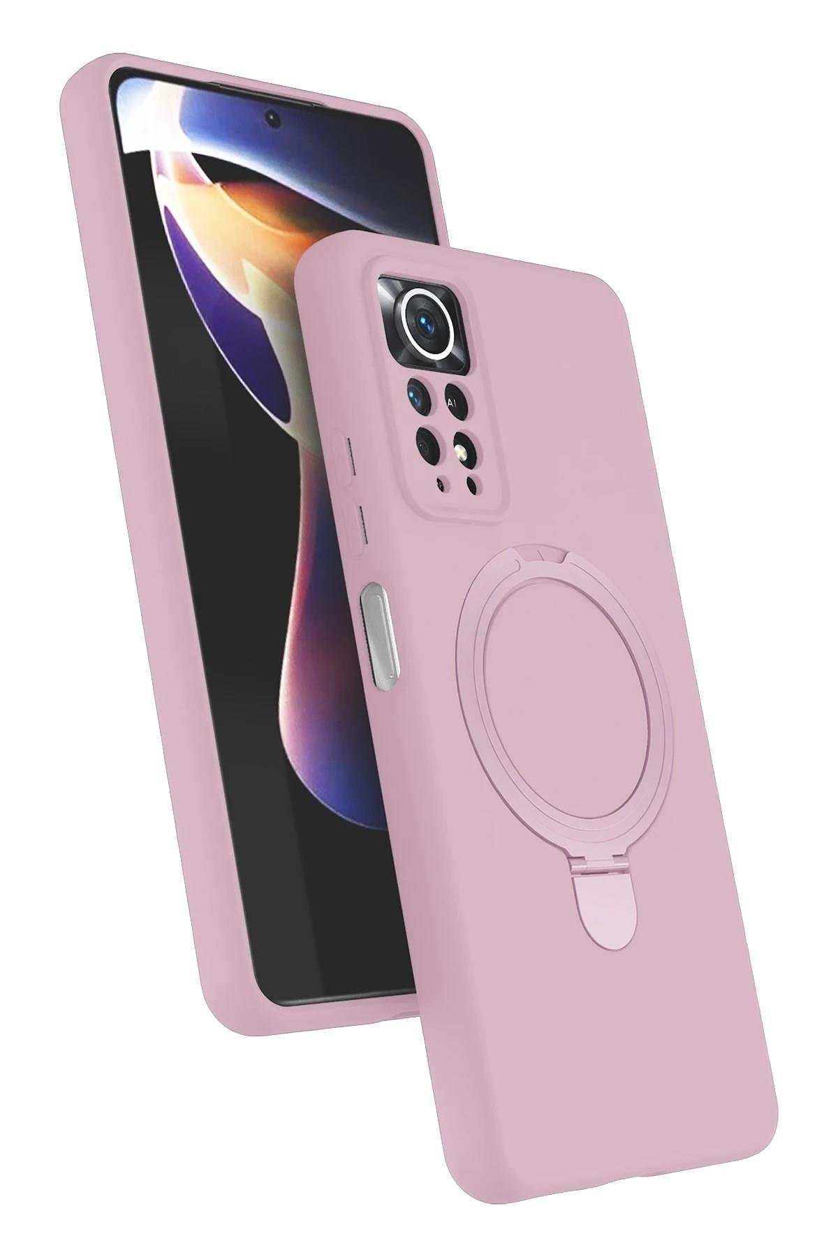 Mey İthalat®   Redmi Note 12 Pro 4G Regal Magsafe Standlı Kapak - Açık Pembe