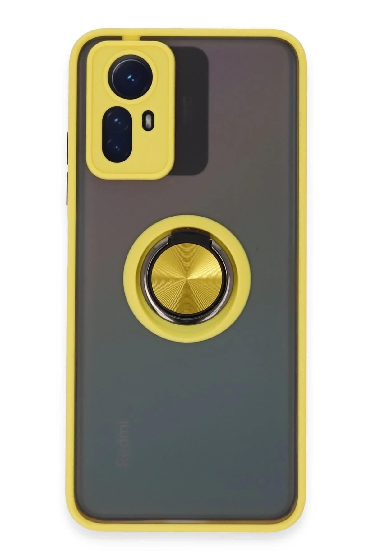 Mey İthalat®   Redmi Note 12S Kılıf Montreal Yüzüklü Silikon Kapak - Sarı