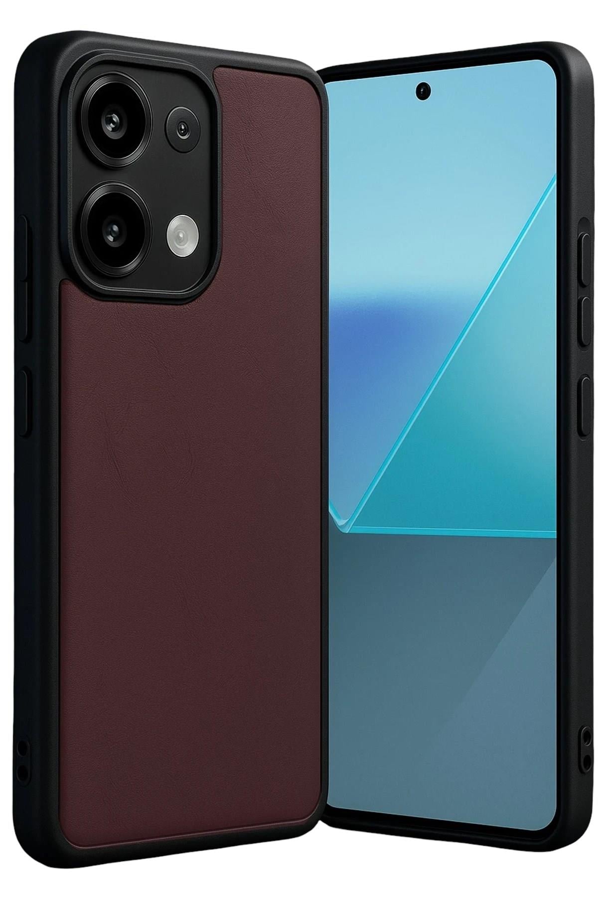 Mey İthalat®   Redmi Note 13 4G Kılıf Aras Deri Kapak - Bordo