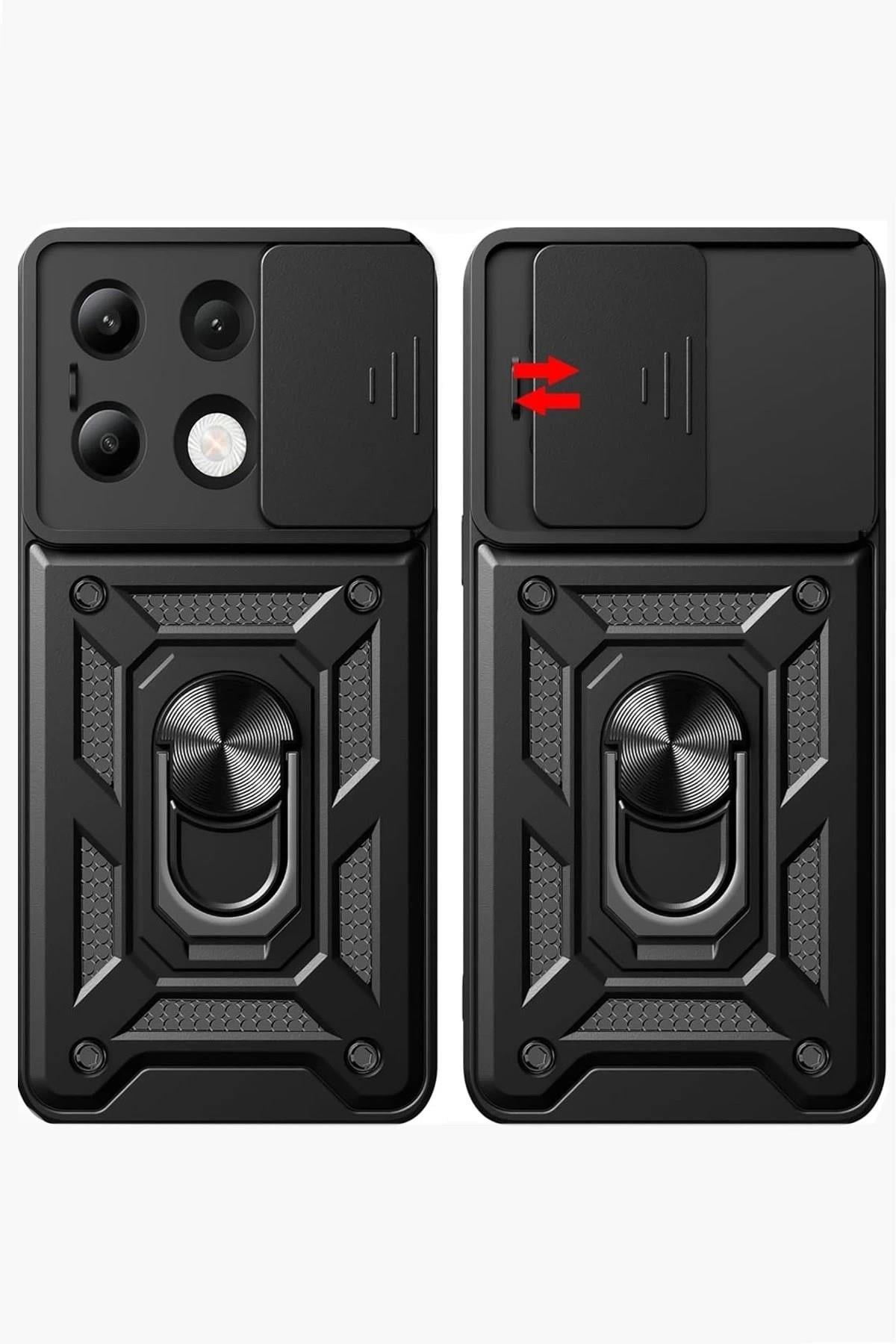 Mey İthalat®   Redmi Note 13 4G Kılıf Pars Lens Yüzüklü Silikon - Lacivert