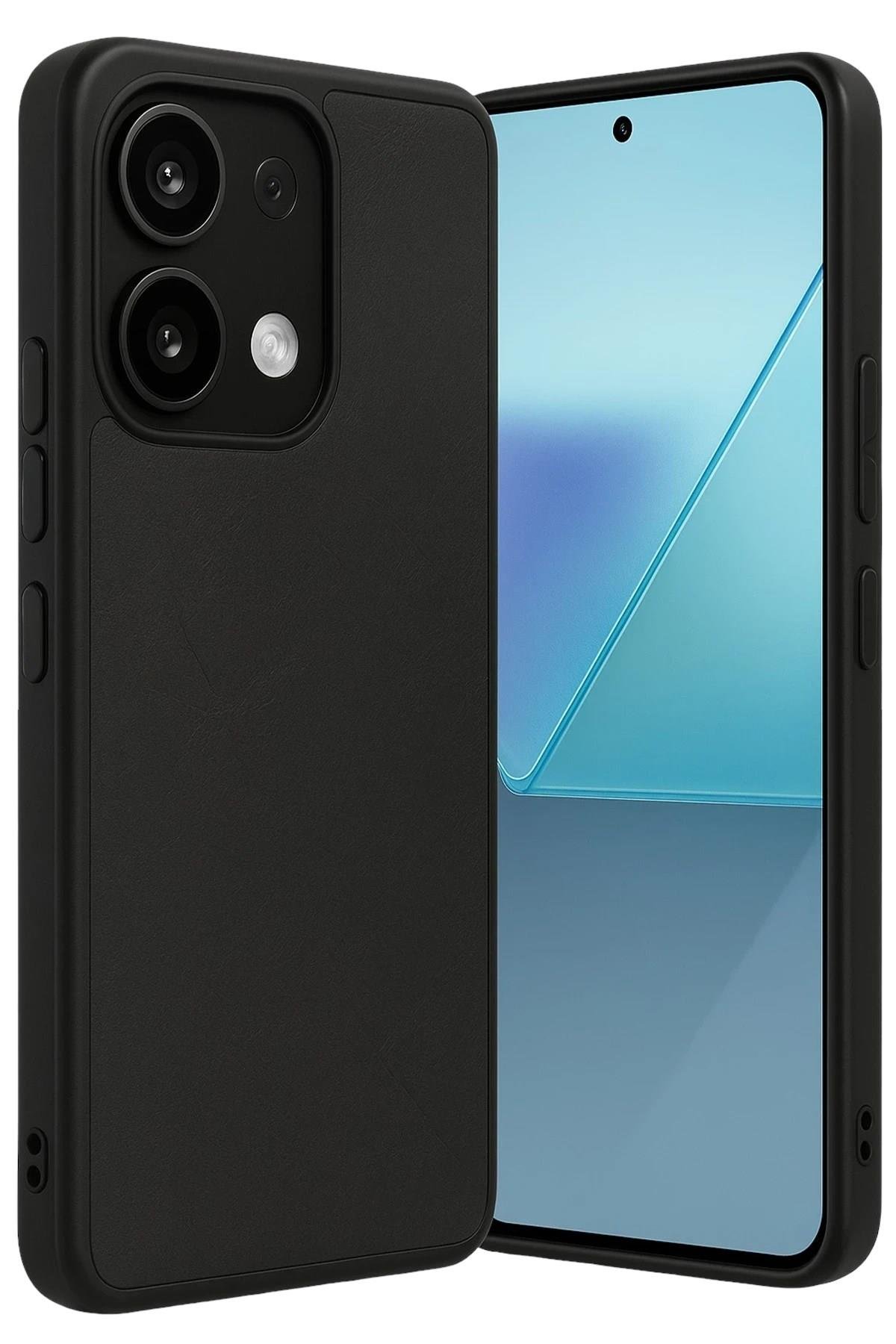 Mey İthalat®   Redmi Note 13 Pro 4G Kılıf Aras Deri Kapak - Siyah