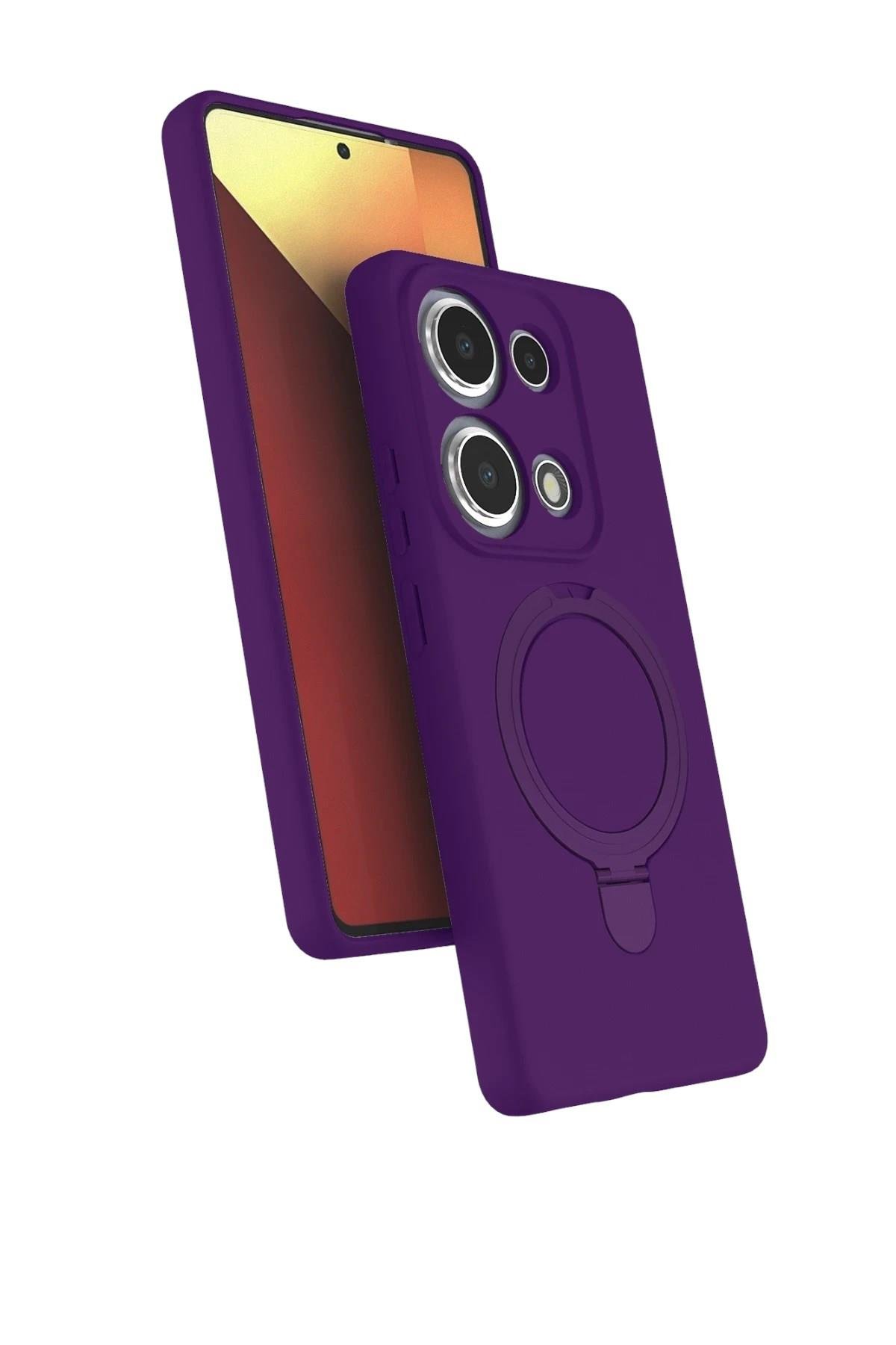 Mey İthalat®   Redmi Note 13 Pro 4G Regal Magsafe Standlı Kapak - Derin Mor