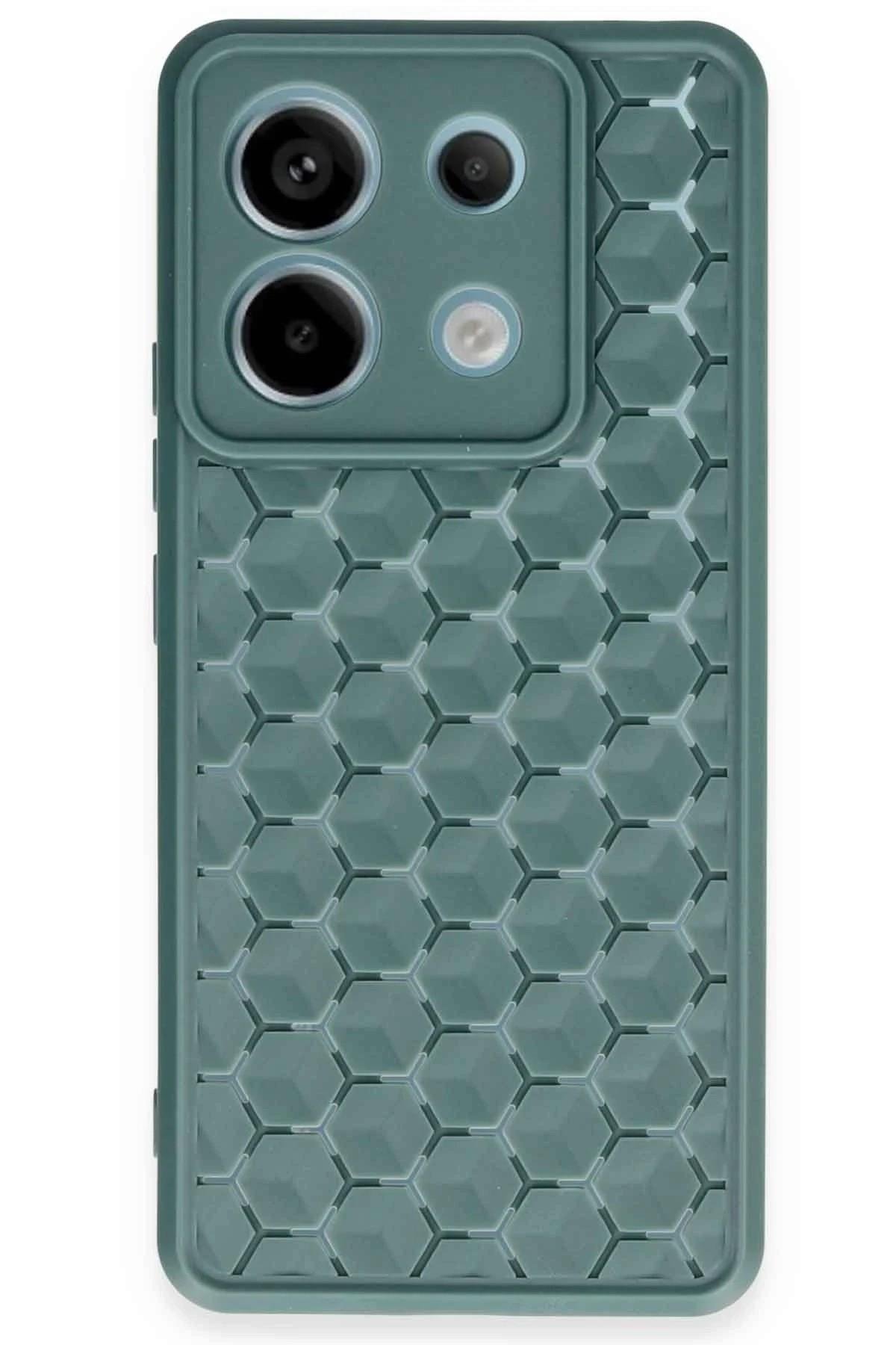 Mey İthalat®   Redmi Note 13 Pro 5G Kılıf Petek Silikon Kapak - Koyu Yeşil