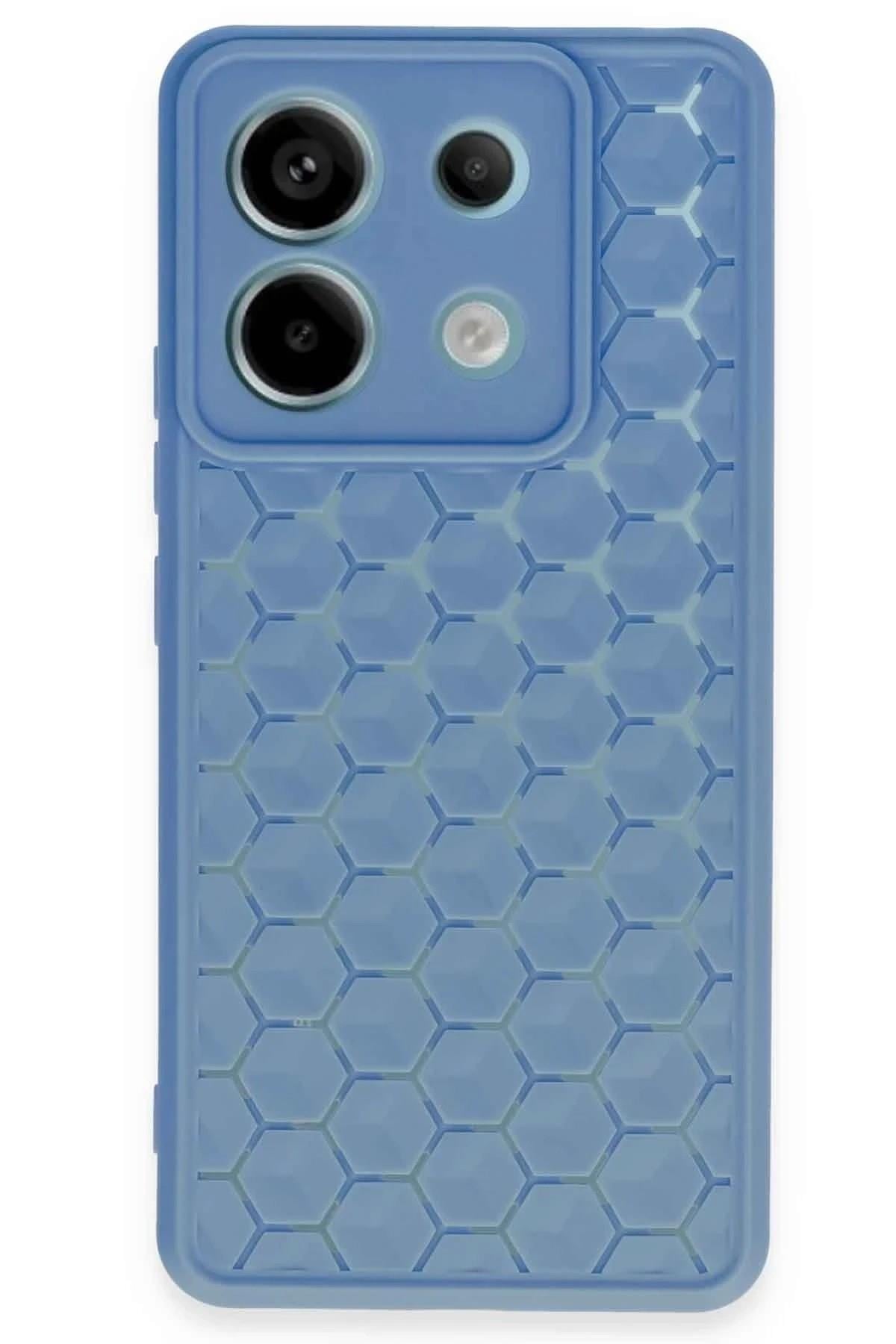 Mey İthalat®   Redmi Note 13 Pro 5G Kılıf Petek Silikon Kapak - Mavi