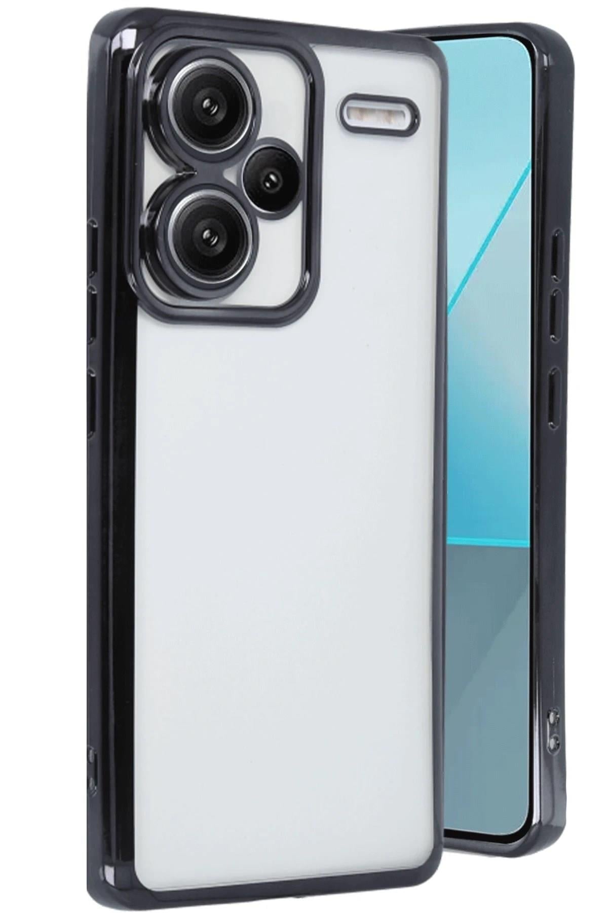 Mey İthalat®   Redmi Note 13 Pro Plus Kılıf  Lensli Silikon - Siyah