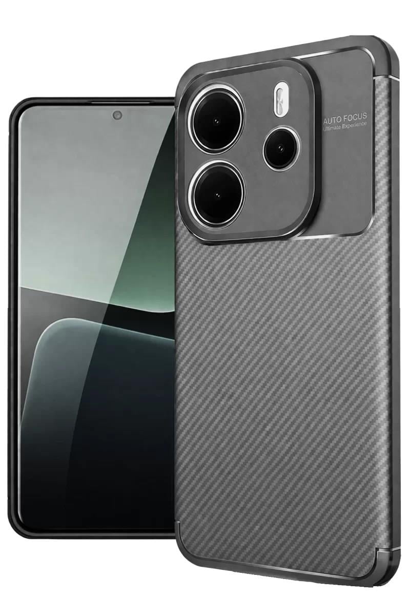 Mey İthalat®   Redmi Note 14 4G Kılıf Auto Focus Karbon Kapak - Gri