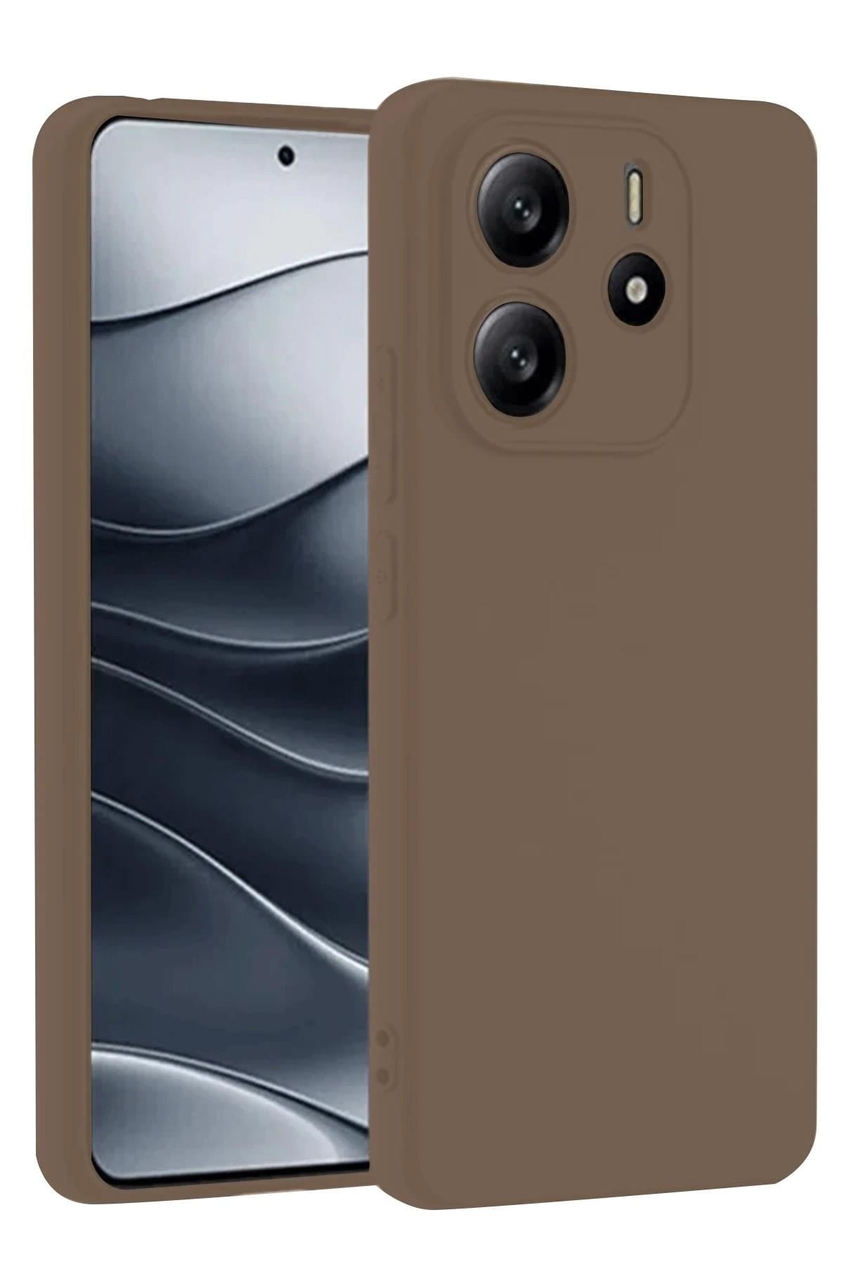 Mey İthalat®   Redmi Note 14 4G Kılıf First Silikon - Kahverengi