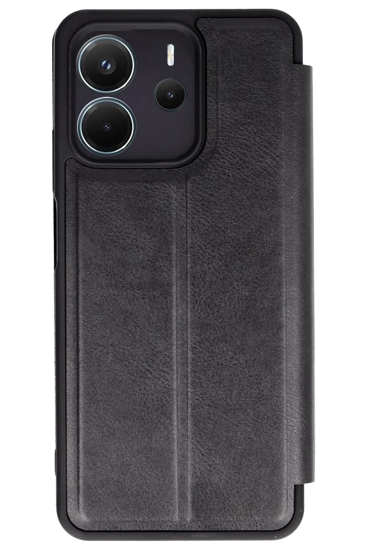 Mey İthalat®   Redmi Note 14 4G Kılıf Flip Cover - Siyah