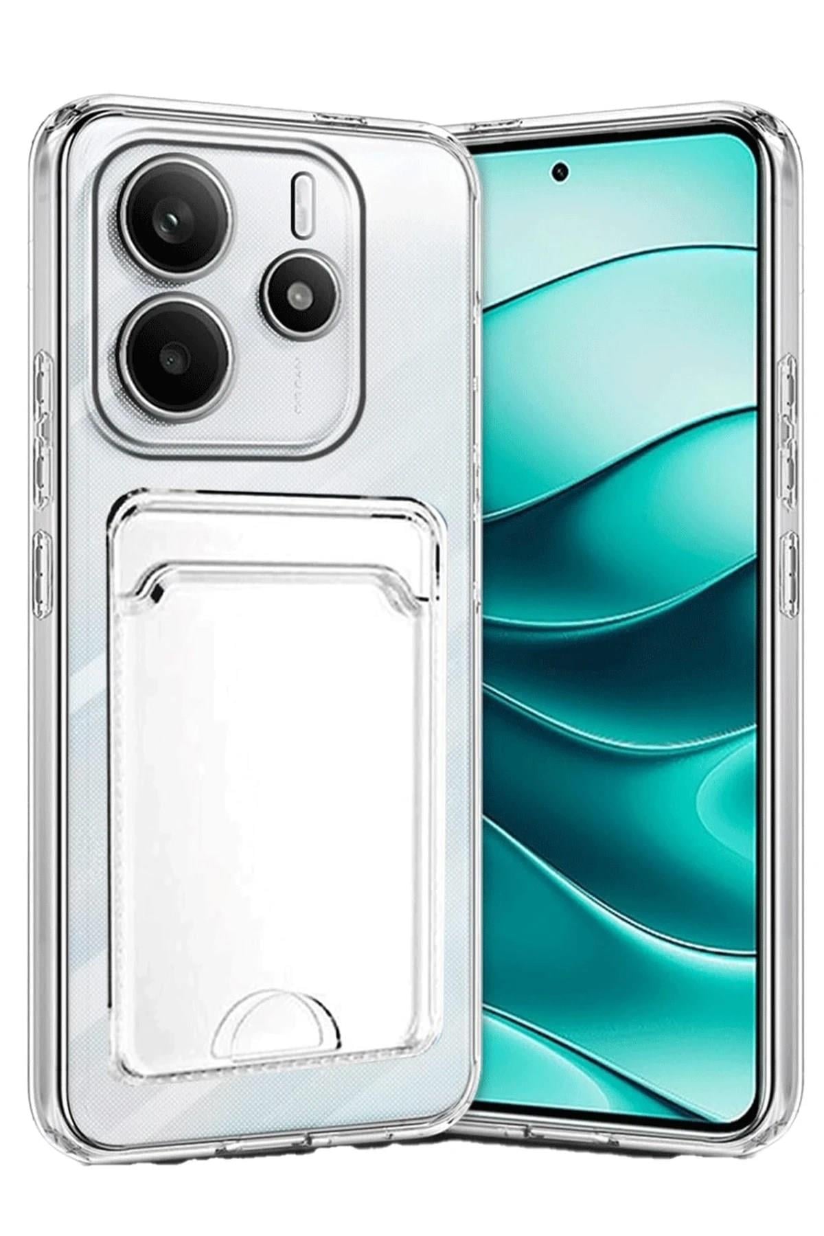 Mey İthalat®   Redmi Note 14 4G Kılıf Kart Şeffaf Silikon - Şeffaf