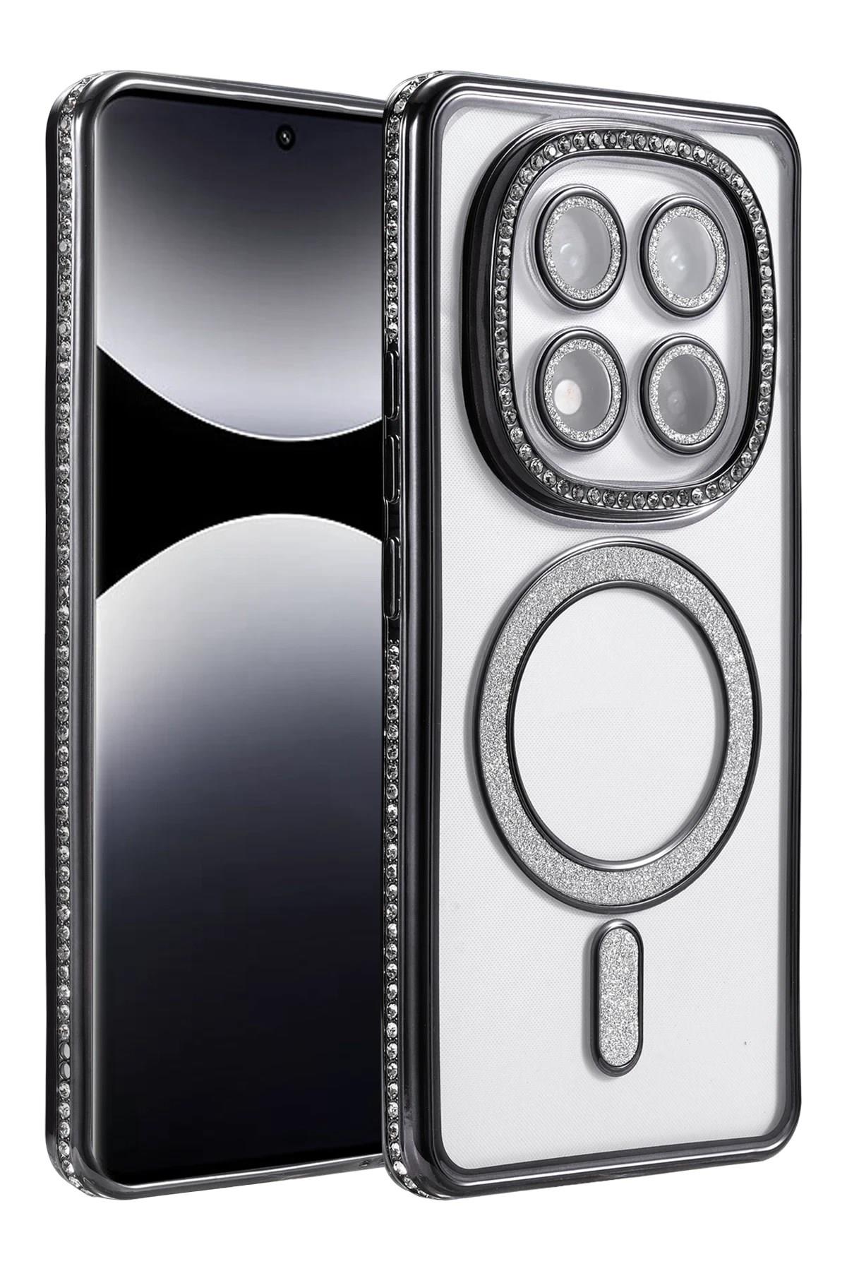 Mey İthalat®   Redmi Note 14 Pro 4G Joke Simli Magneticsafe Kılıf - Siyah
