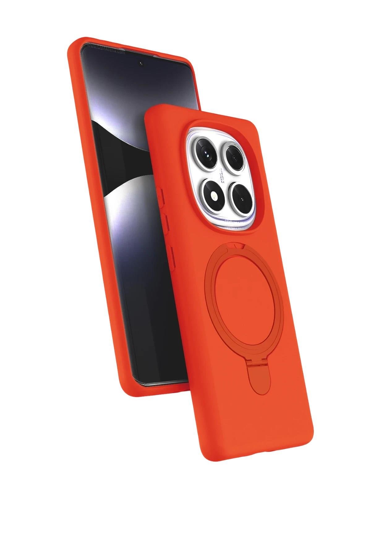 Mey İthalat®   Redmi Note 14 Pro 4G Regal Magsafe Standlı Kapak - Turuncu