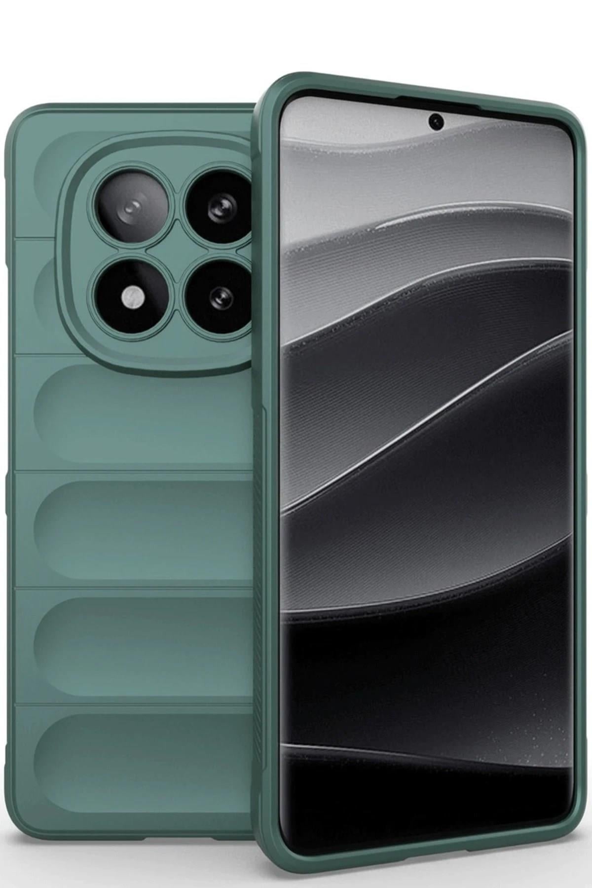 Mey İthalat®   Redmi Note 14 Pro 5G Kılıf Optimum Silikon - Koyu Yeşil