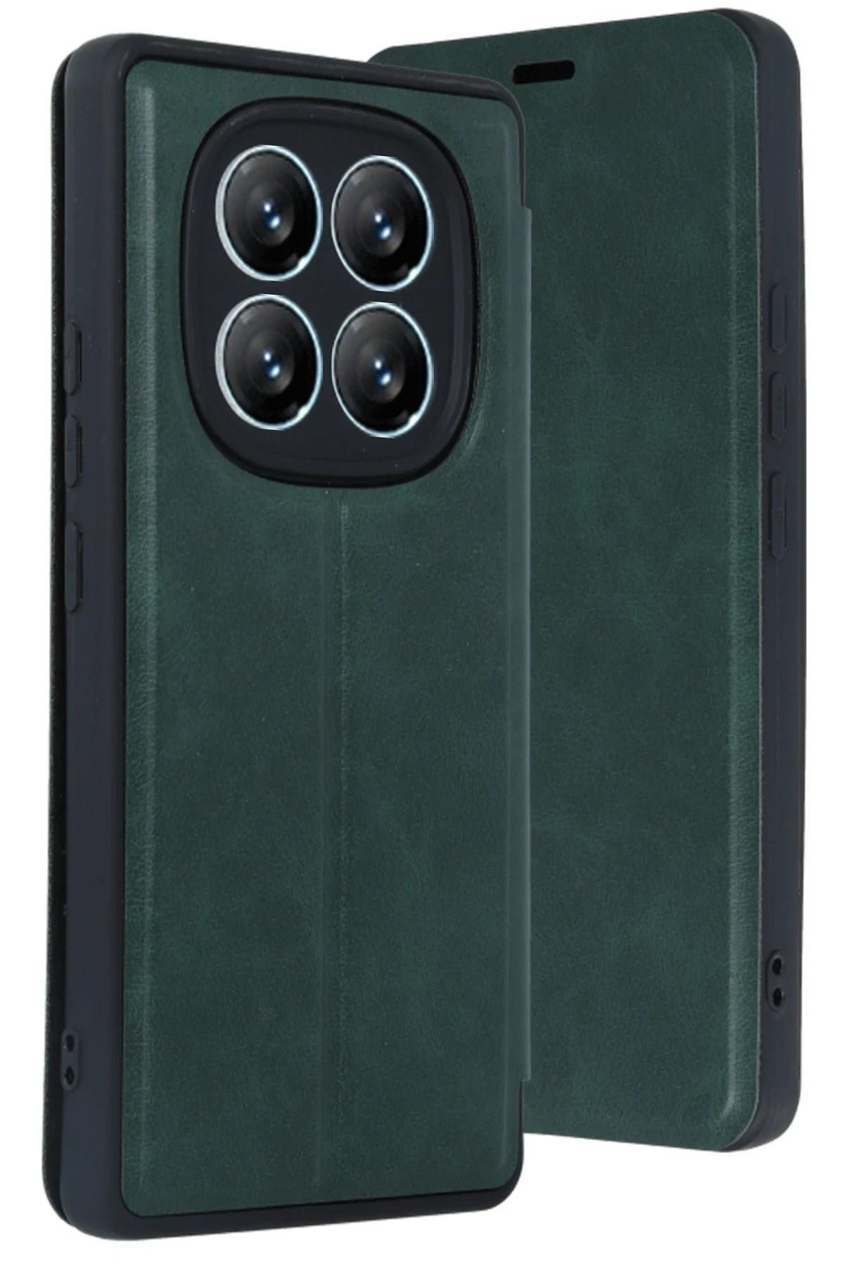 Mey İthalat®   Redmi Note 14 Pro 5G Kılıf Flip Cover - Koyu Yeşil