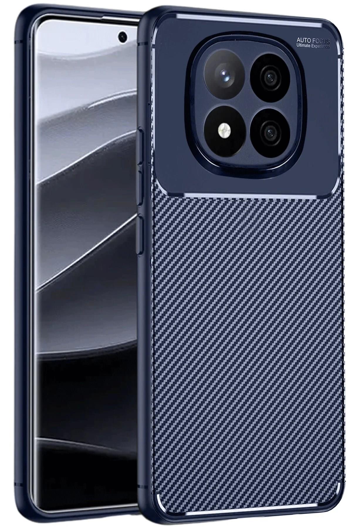 Mey İthalat®   Redmi Note 14 Pro Plus Kılıf Auto Focus Karbon Kapak - Lacivert