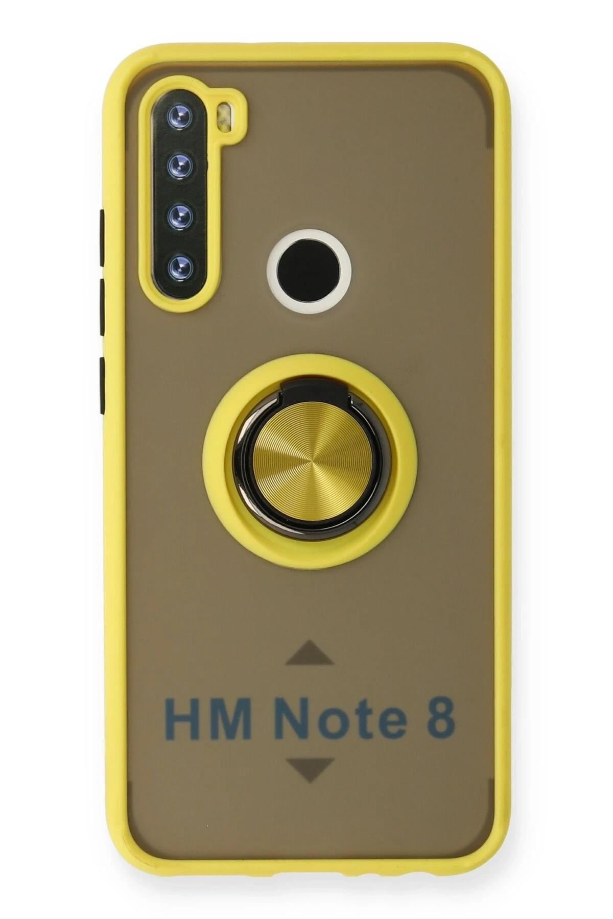 Mey İthalat®   Redmi Note 8 Kılıf Montreal Yüzüklü Silikon Kapak - Sarı