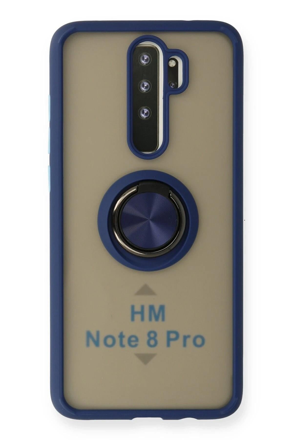 Mey İthalat®   Redmi Note 8 Pro Kılıf Montreal Yüzüklü Silikon Kapak - Lacivert