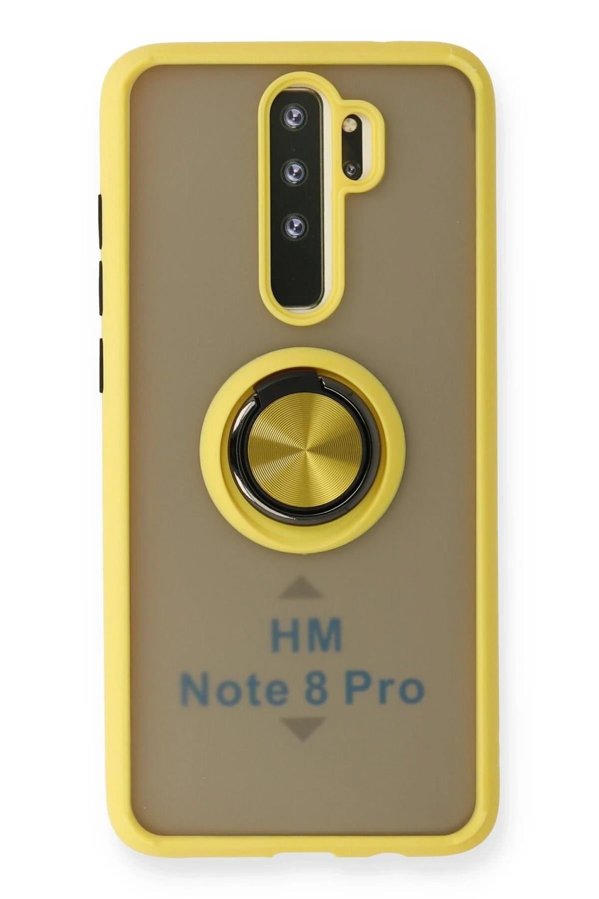 Mey İthalat®   Redmi Note 8 Pro Kılıf Montreal Yüzüklü Silikon Kapak - Sarı
