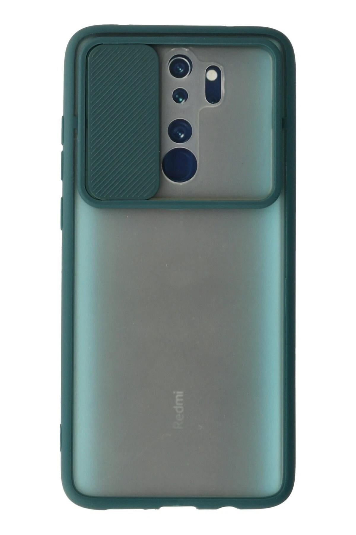Mey İthalat®   Redmi Note 8 Pro Kılıf Palm Buzlu Kamera Sürgülü Silikon - Yeşil