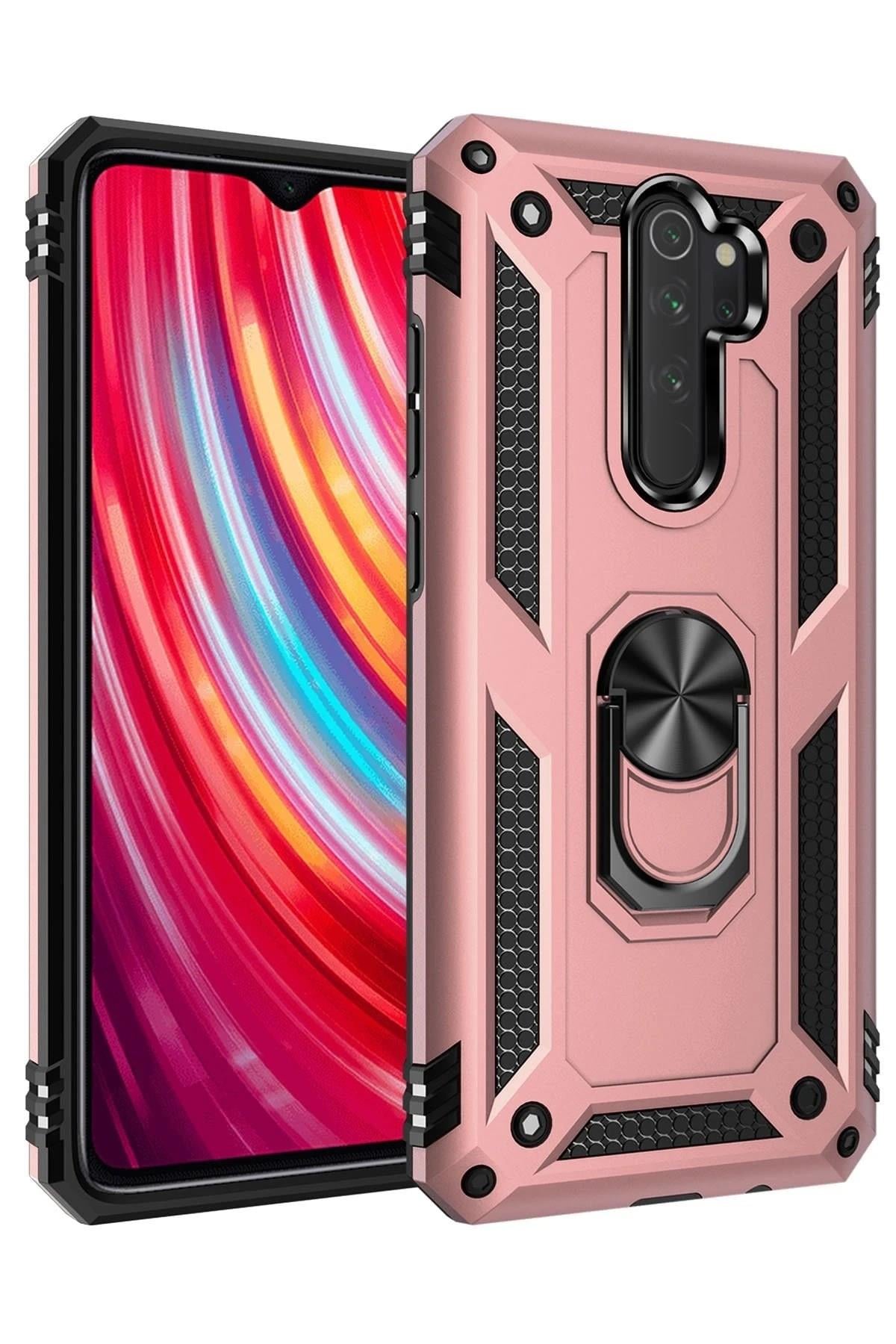 Mey İthalat®   Redmi Note 8 Pro Kılıf Sofya Yüzüklü Silikon Kapak - Rose