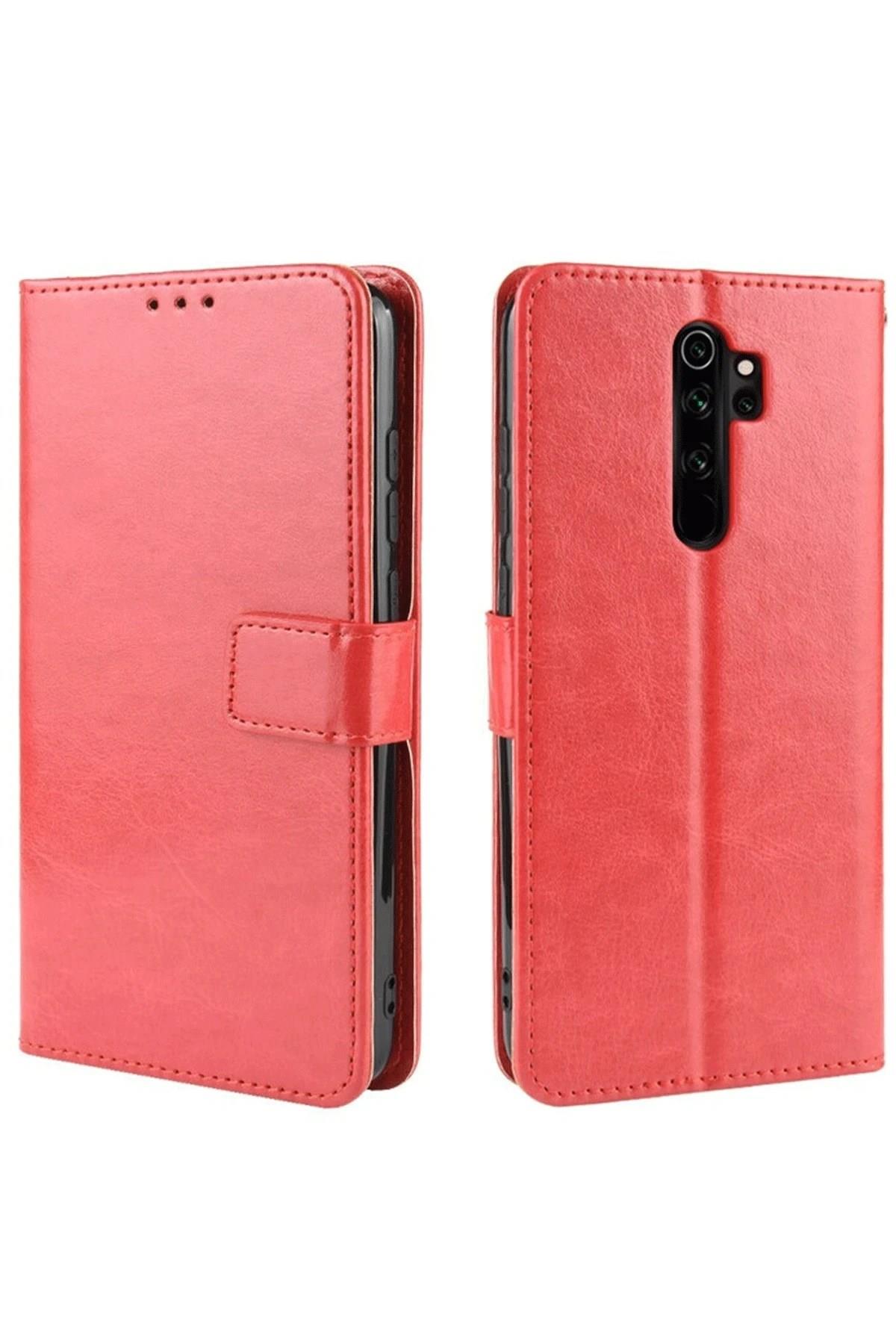 Mey İthalat®   Redmi Note 8 Pro Kılıf Trend S Plus Kapaklı Kılıf - Kırmızı