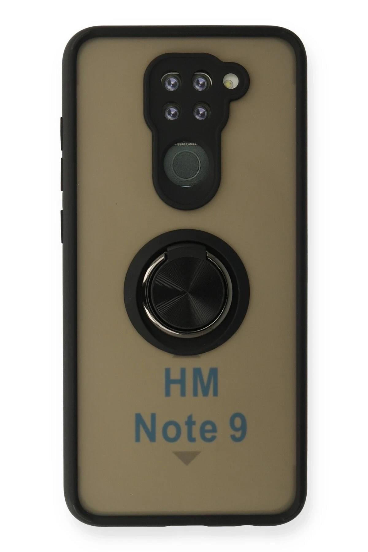 Mey İthalat®   Redmi Note 9 Kılıf Montreal Yüzüklü Silikon Kapak - Siyah