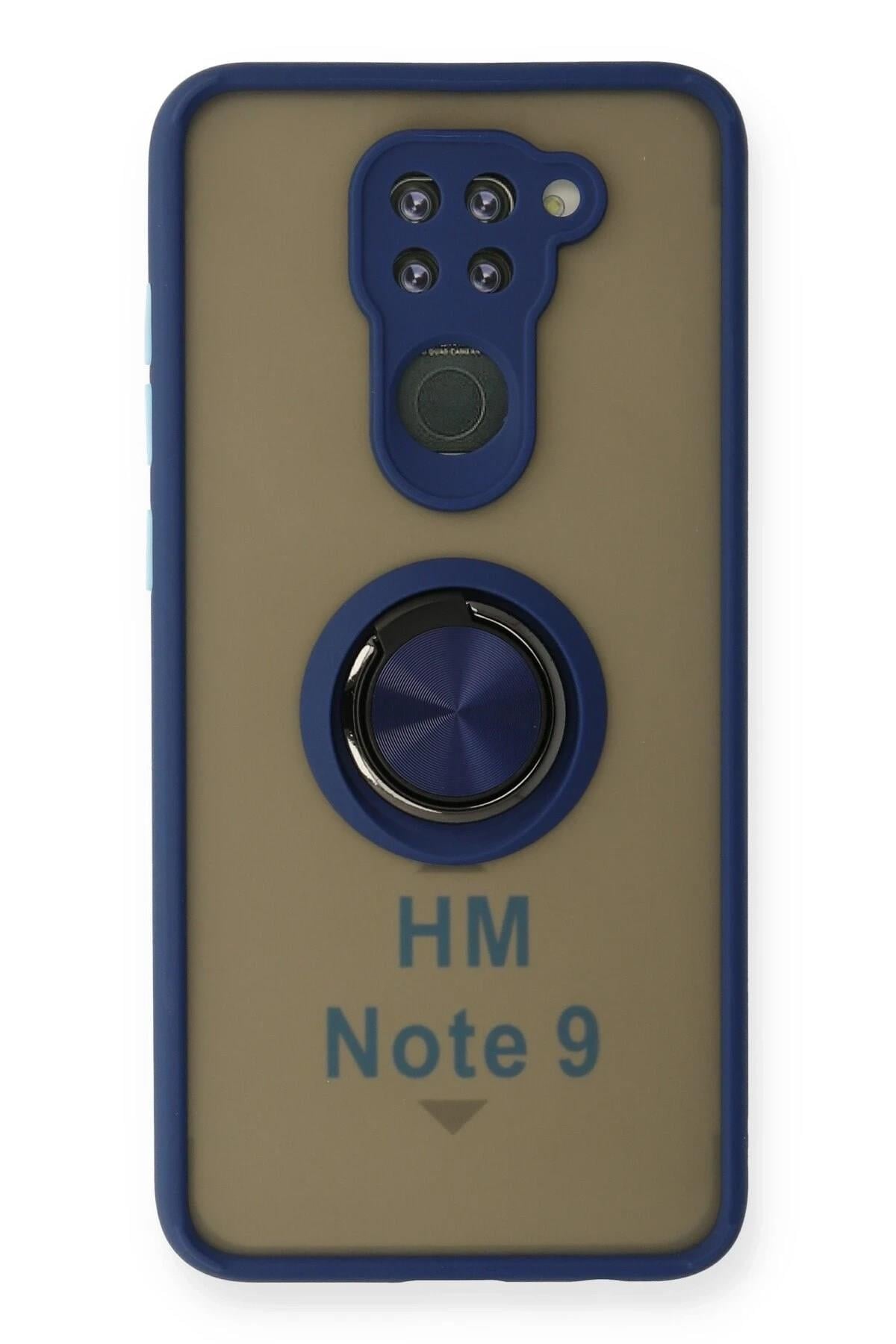 Mey İthalat®   Redmi Note 9 Kılıf Montreal Yüzüklü Silikon Kapak - Lacivert