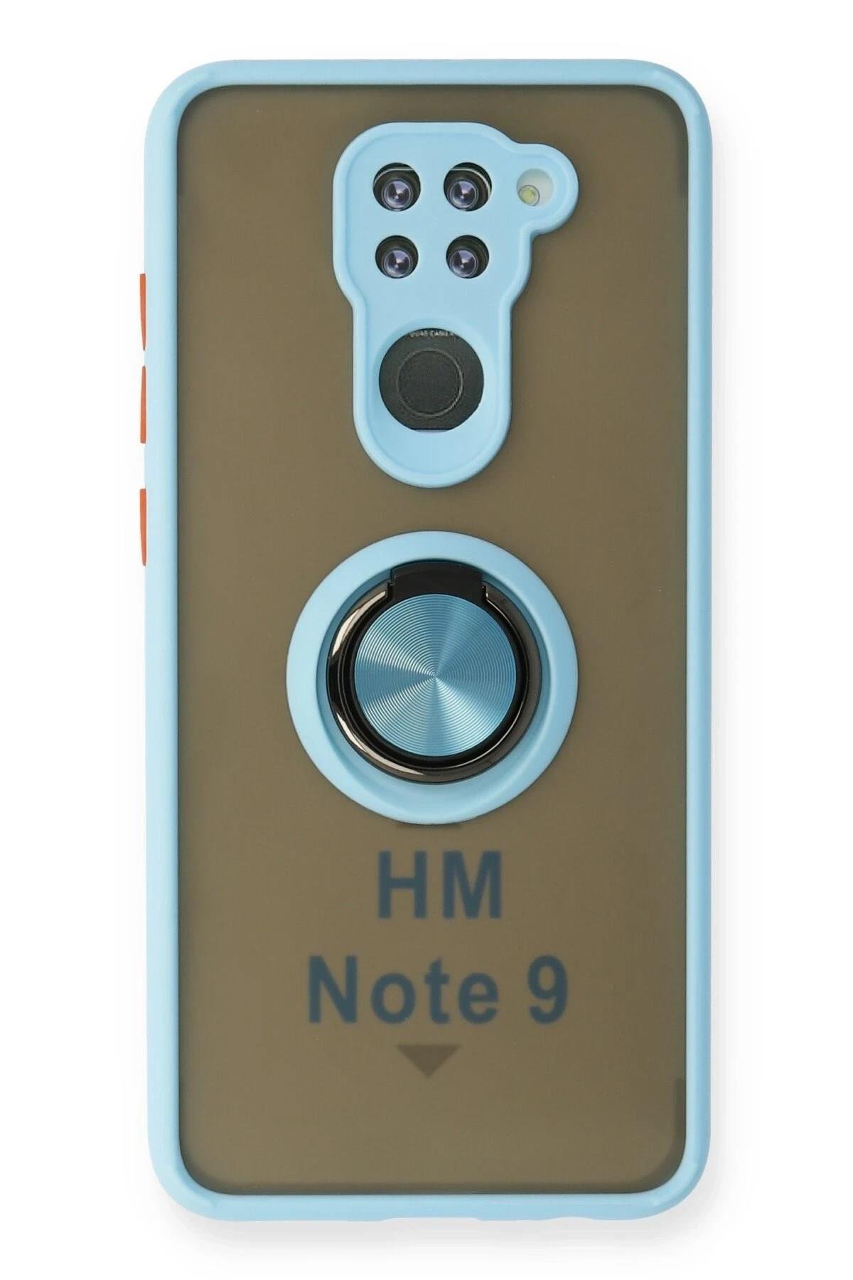 Mey İthalat®   Redmi Note 9 Kılıf Montreal Yüzüklü Silikon Kapak - Buz Mavi