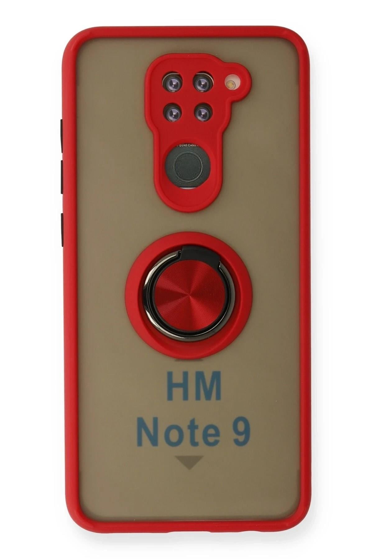 Mey İthalat®   Redmi Note 9 Kılıf Montreal Yüzüklü Silikon Kapak - Kırmızı