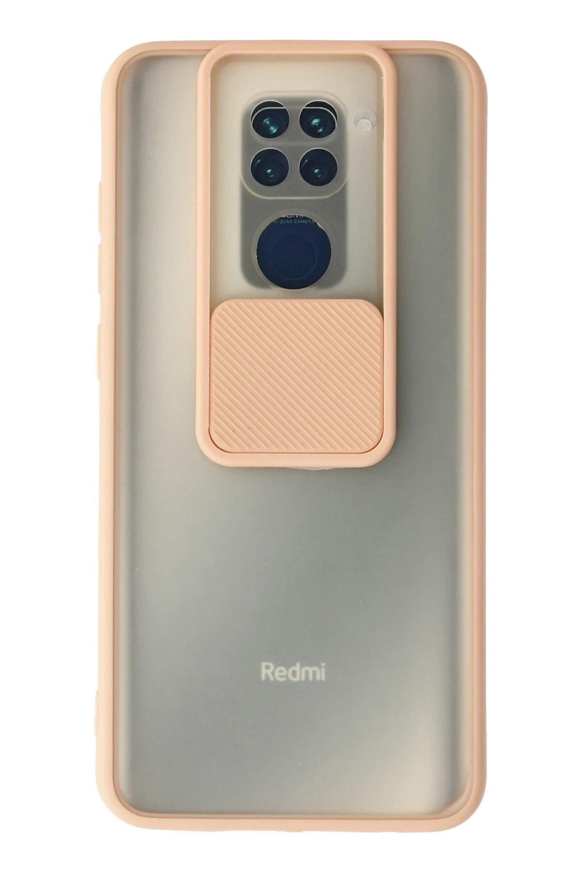 Mey İthalat®   Redmi Note 9 Kılıf Palm Buzlu Kamera Sürgülü Silikon - Pembe