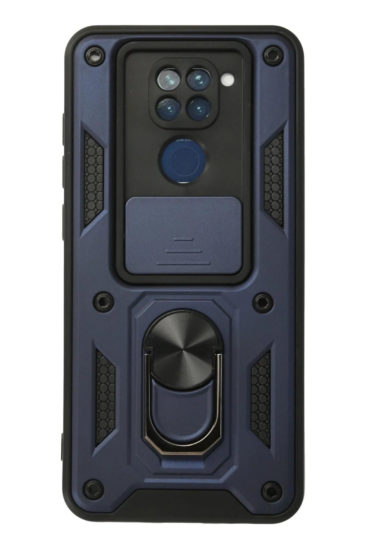 Mey İthalat®   Redmi Note 9 Kılıf Pars Lens Yüzüklü Silikon - Lacivert
