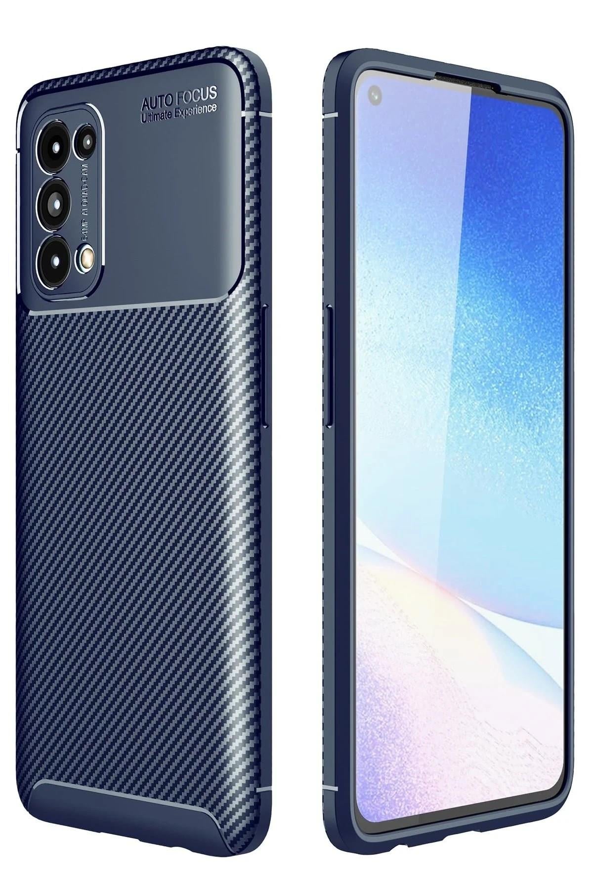 Mey İthalat®   Reno 5 Kılıf Auto Focus Karbon Kapak - Lacivert