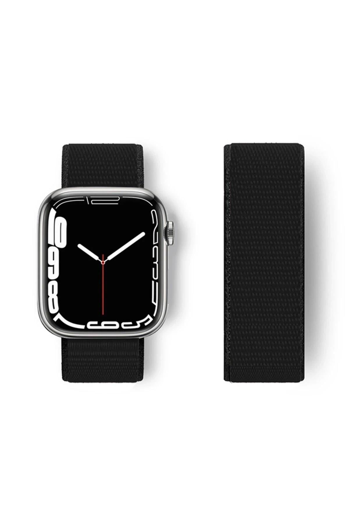 Mey İthalat®   Watch 38mm Hasırlı Cırtcırtlı Kordon - Siyah