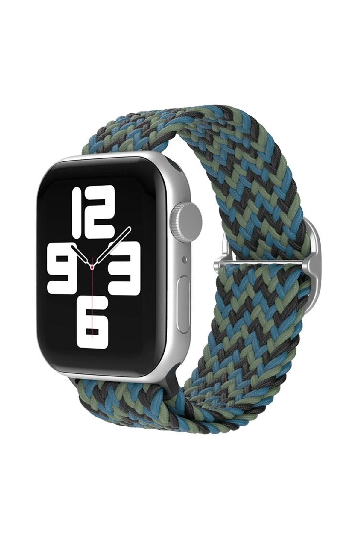 Mey İthalat®   Watch 38mm Star Kordon - Zigzag Mavi-Yeşil