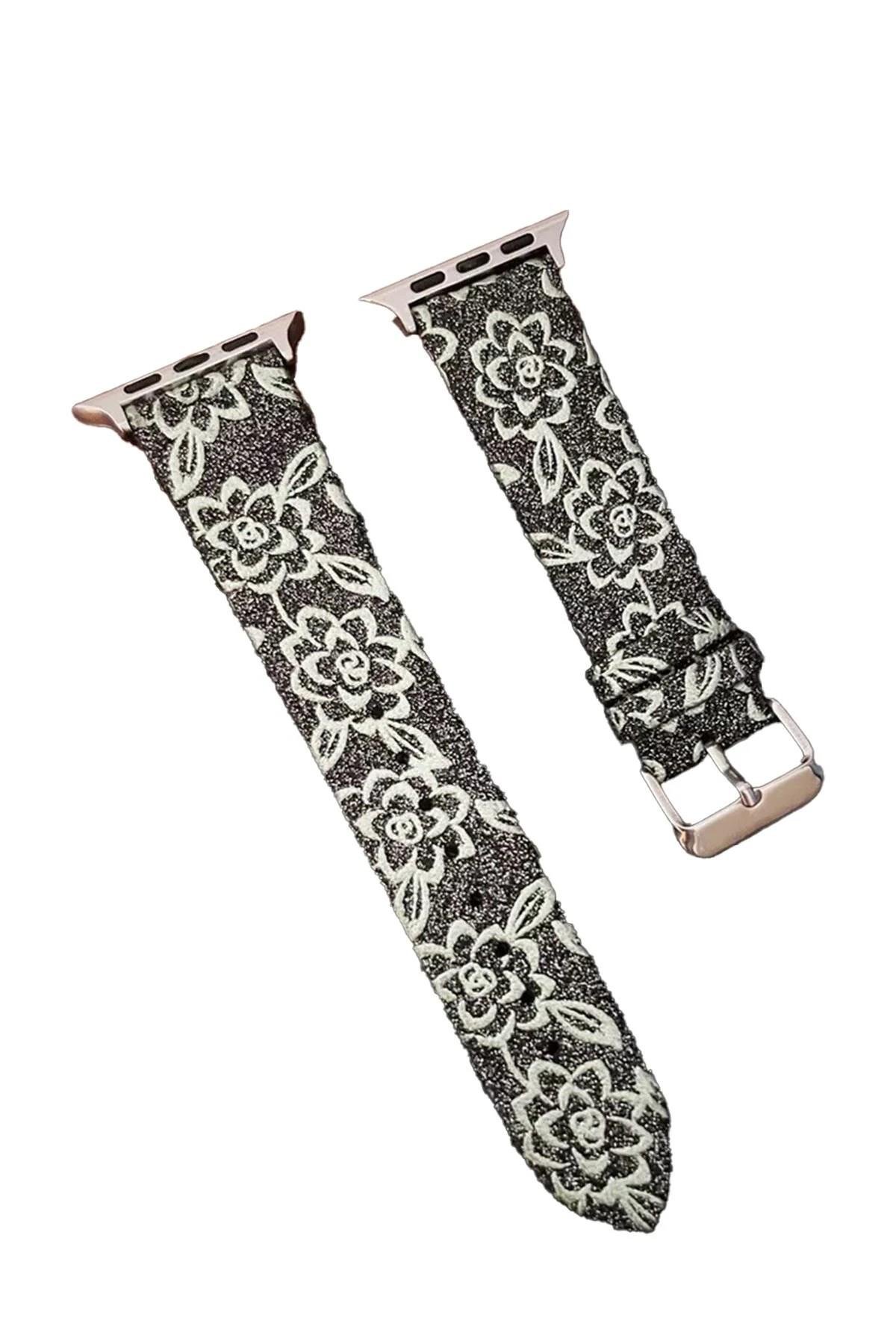 Mey İthalat®   Watch 42mm Creeper Desenli Kordon - Siyah