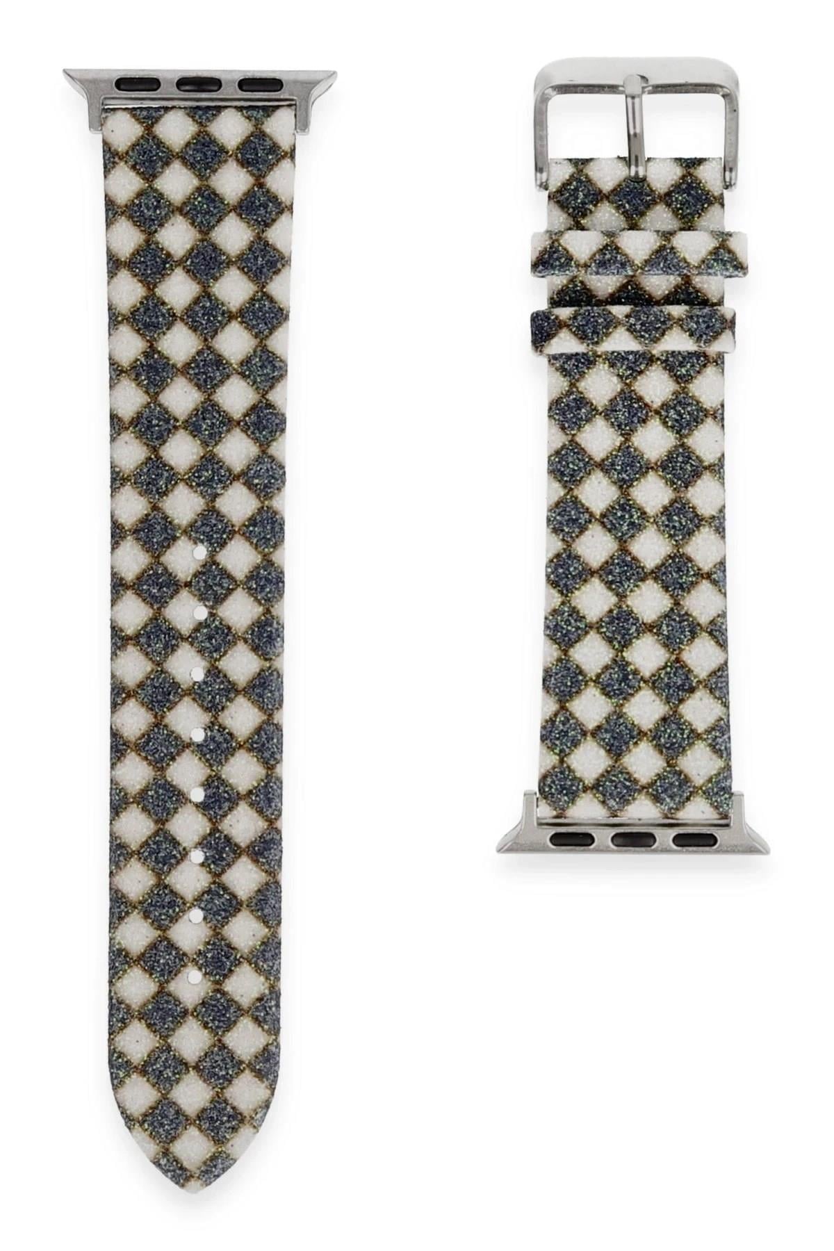 Mey İthalat®   Watch 42mm Karo Motif Kordon - Siyah