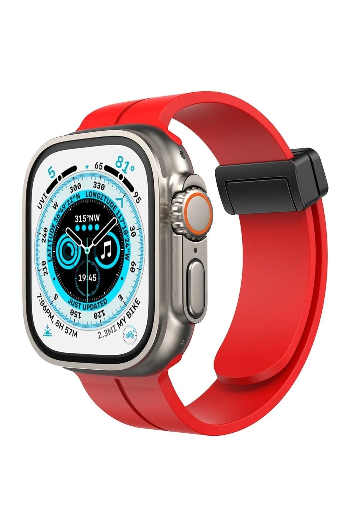 Mey İthalat®   Watch 42mm KR412 Elegance Stylısh Kordon - Kırmızı
