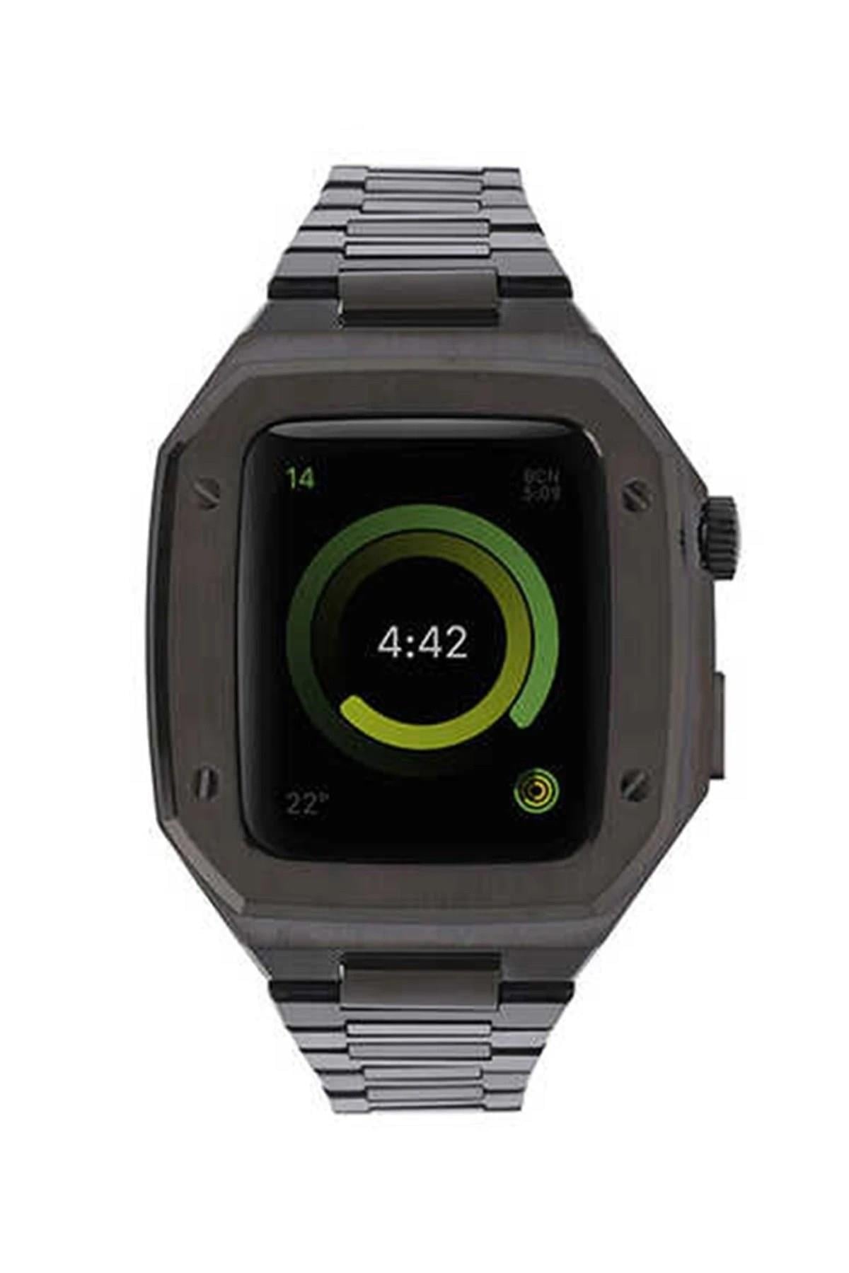 Mey İthalat®   Watch 44mm Metal Petek Kasalı Kordon - Siyah