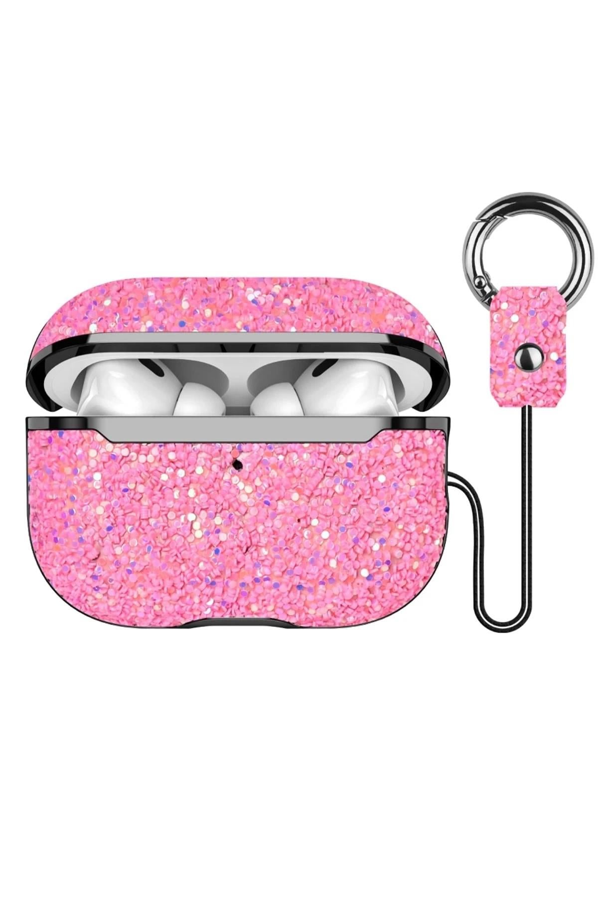 Mey İthalat®  Airpods 2 (2.nesil) Bright Simli Airpods Kapak - Pembe