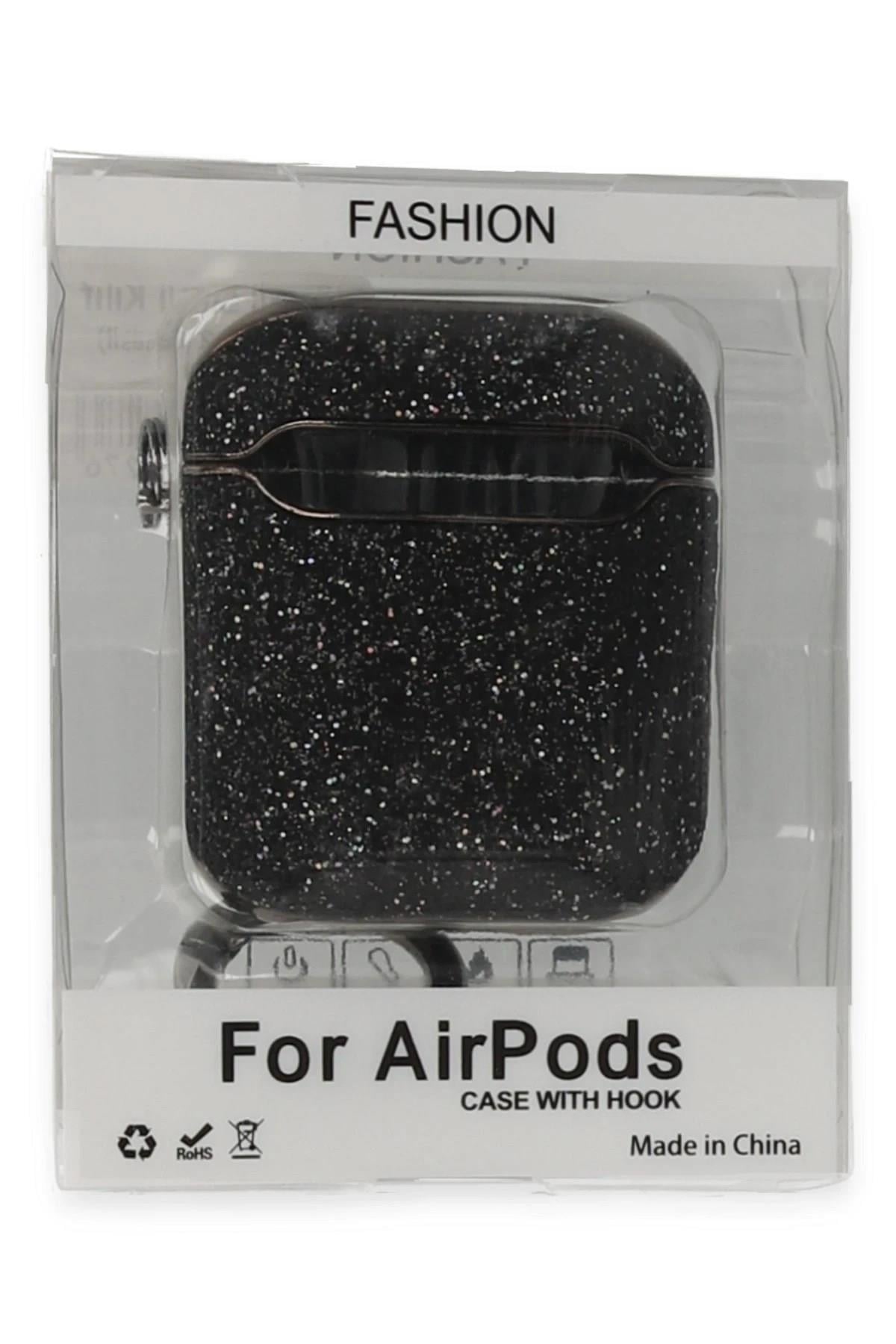 Mey İthalat®  Airpods 2 (2.nesil) Spell Simli Kılıf - Siyah
